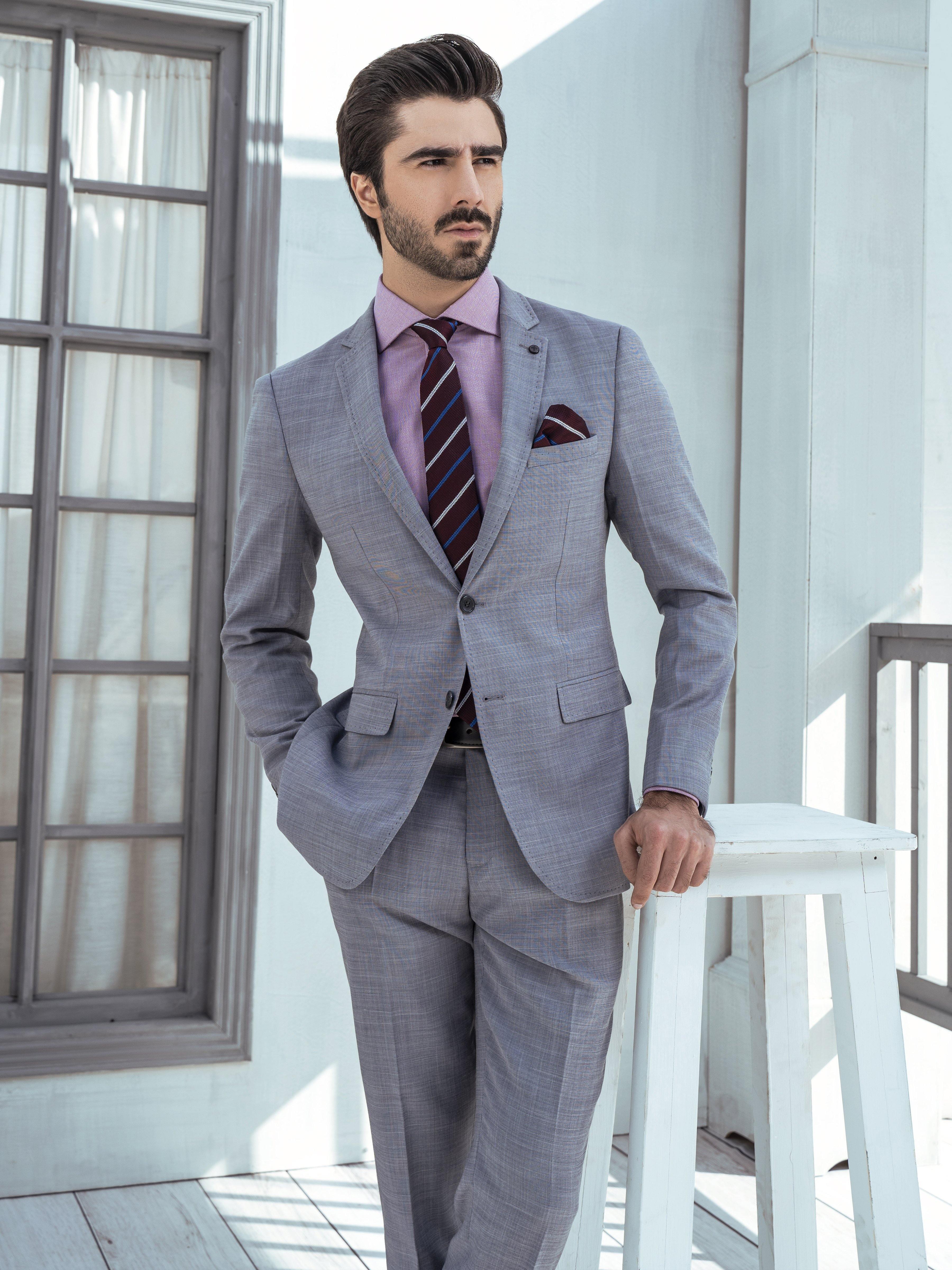 2 PIECE SUIT SLIM FIT LIGHT GREY at Charcoal Clothing
