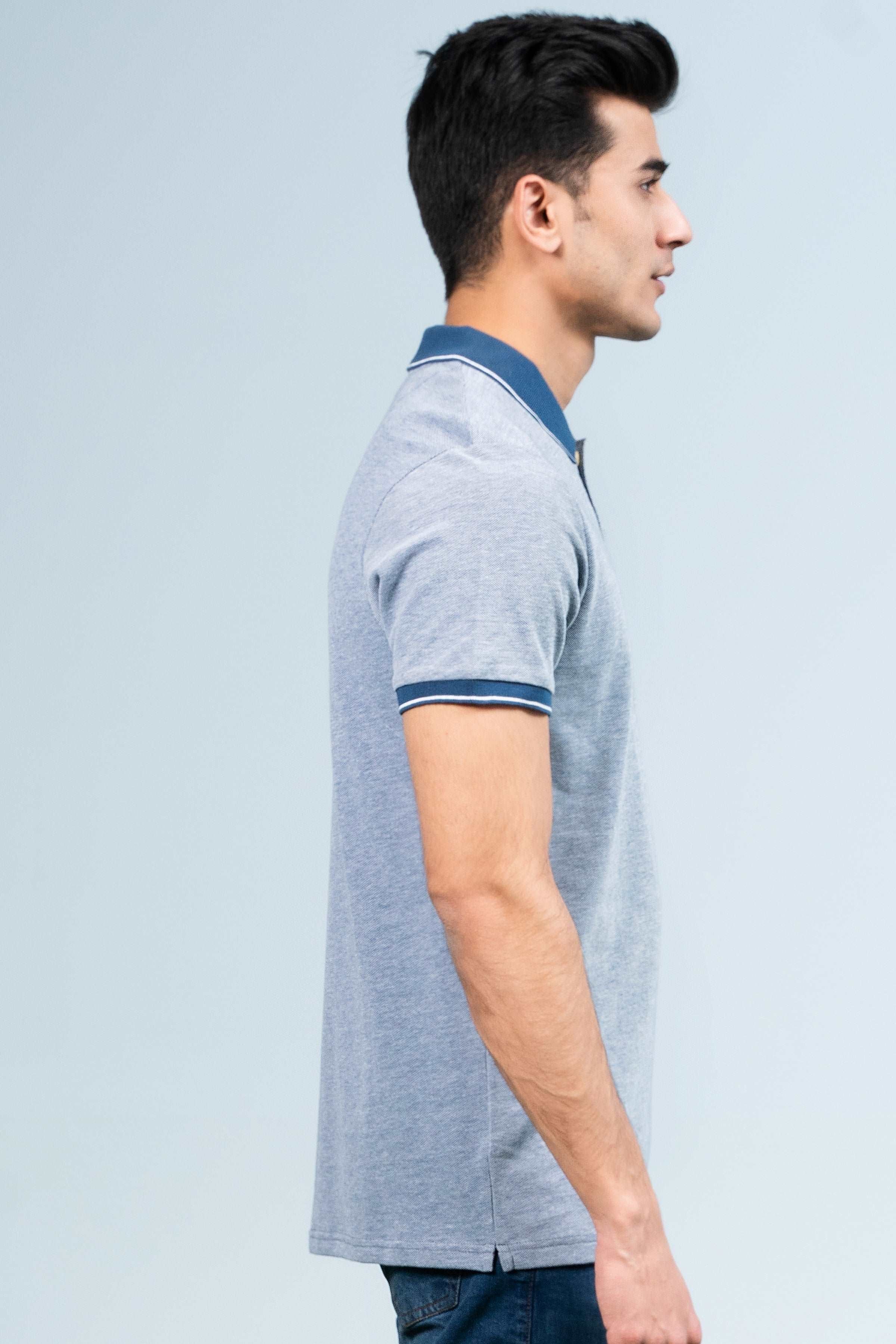 BIRD EYE POLO BLUE at Charcoal Clothing