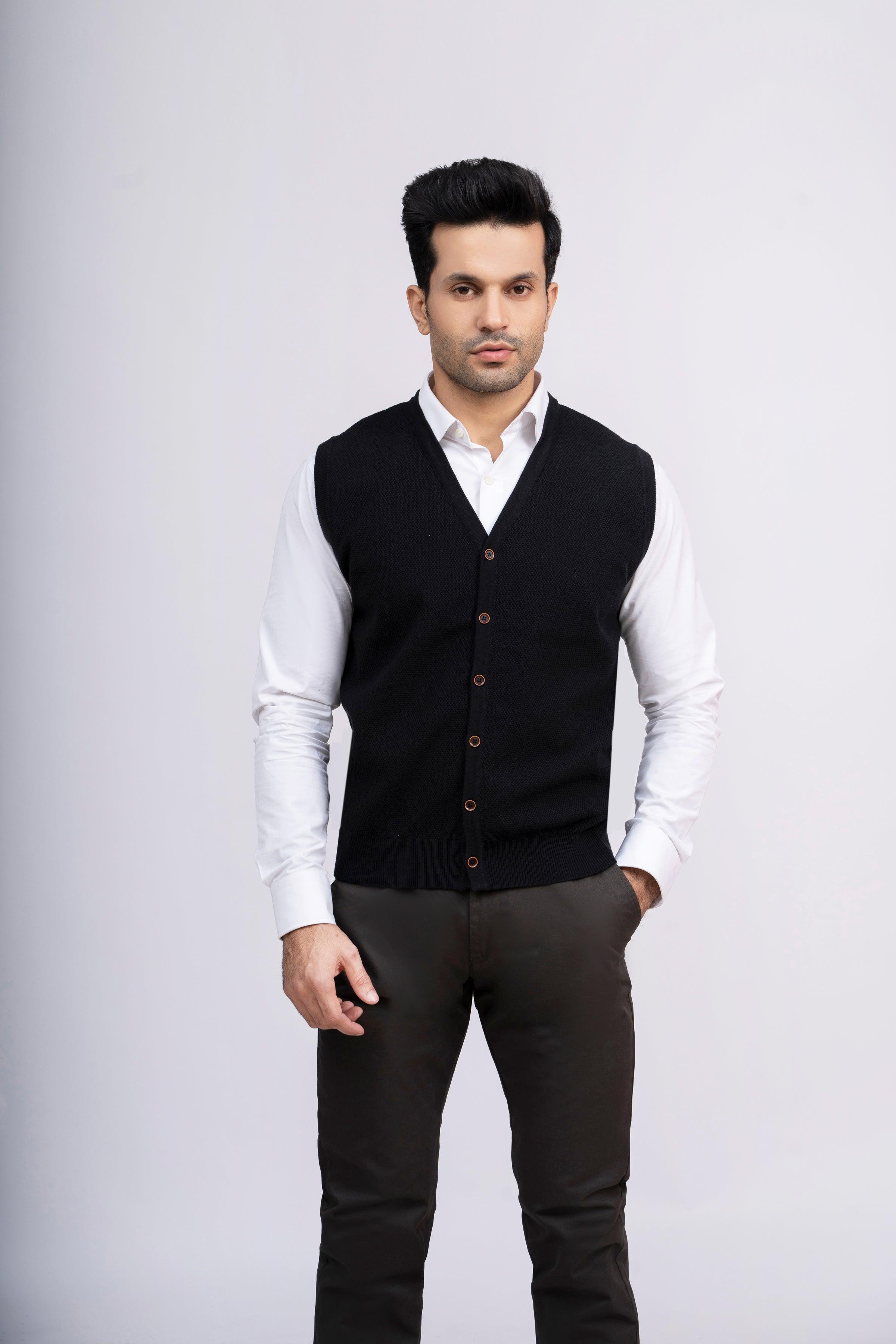 CARDIGAN SWEATER S/L BLACK at Charcoal Clothing