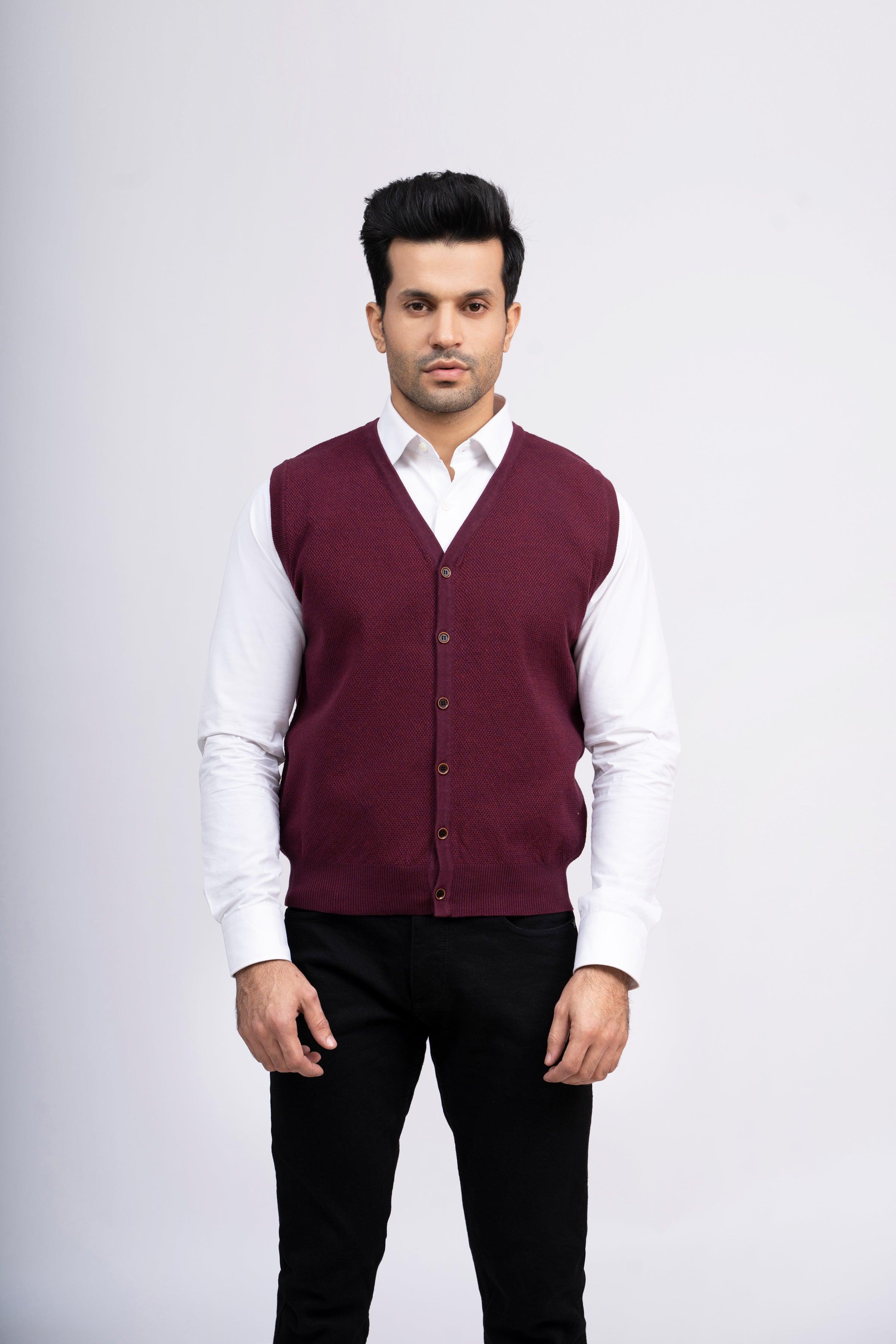 CARDIGAN SWEATER S/L MAROON at Charcoal Clothing