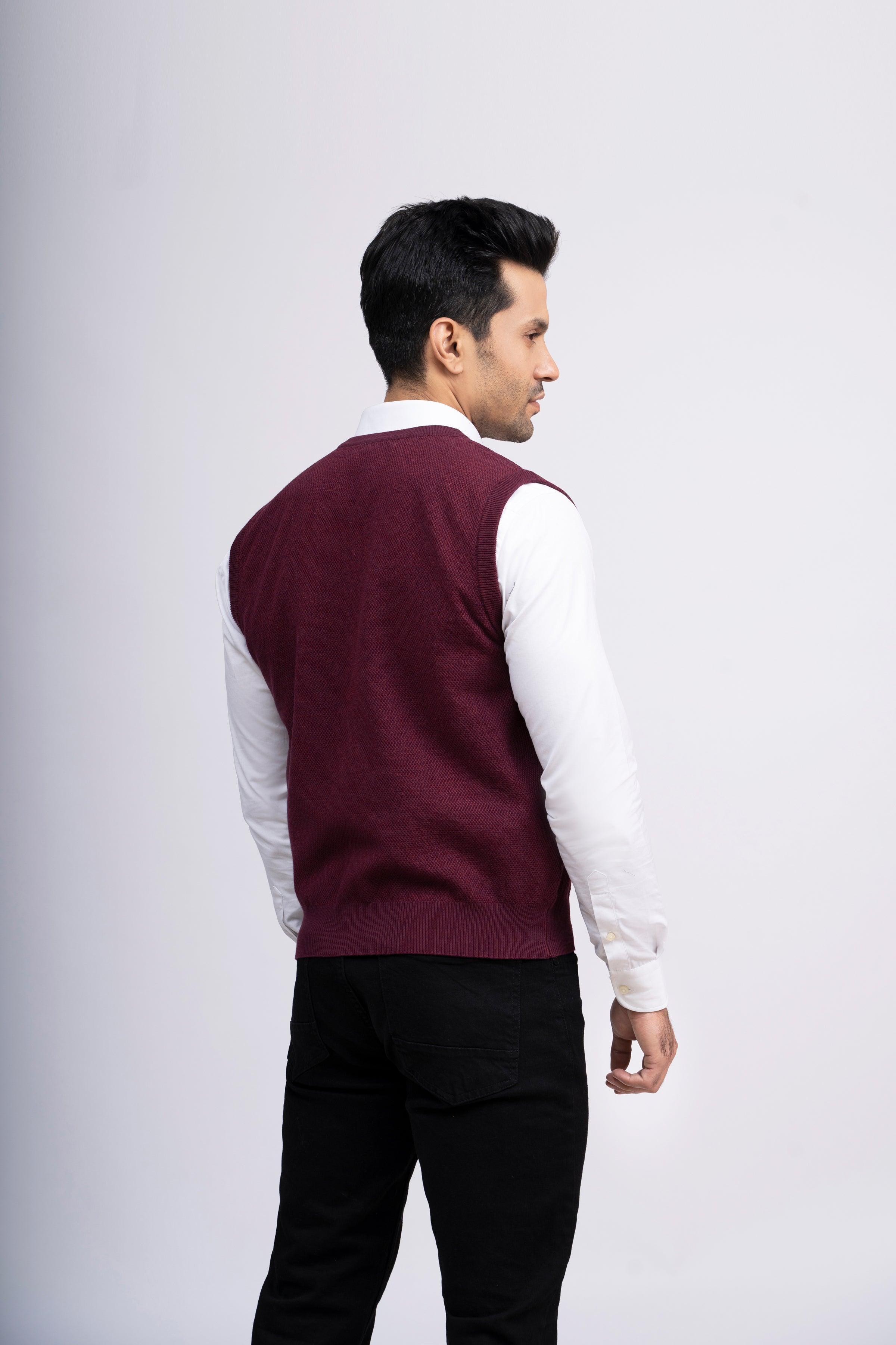 CARDIGAN SWEATER S/L MAROON at Charcoal Clothing