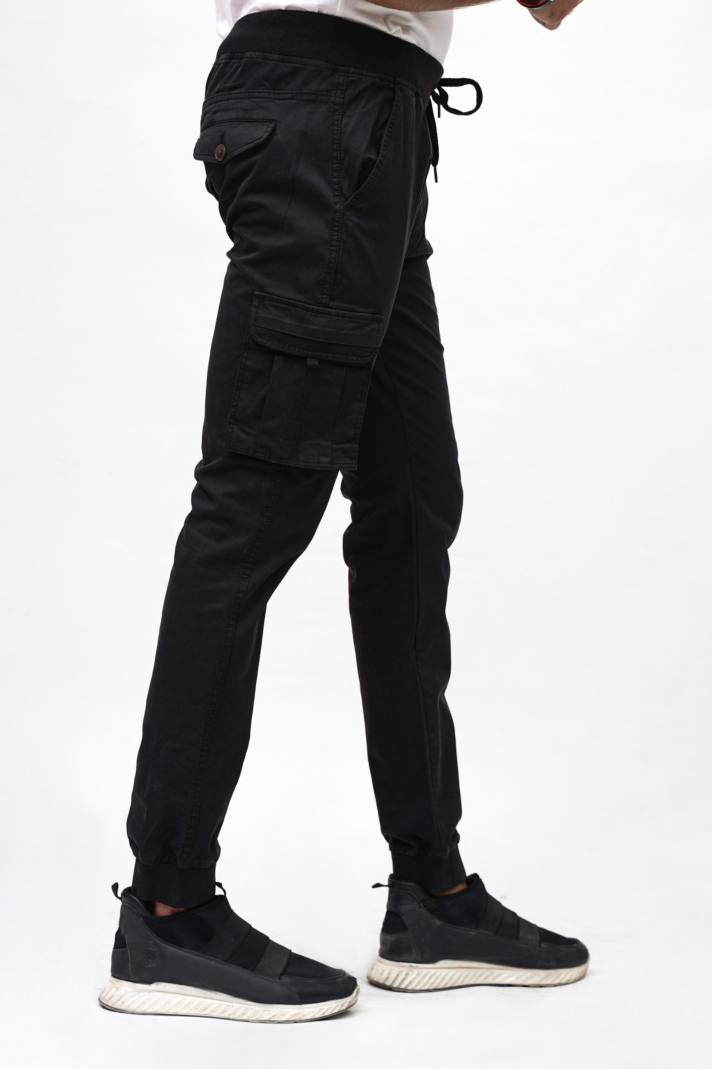 CARGO JOGGER SLIMFIT BLACK TROUSER at Charcoal Clothing