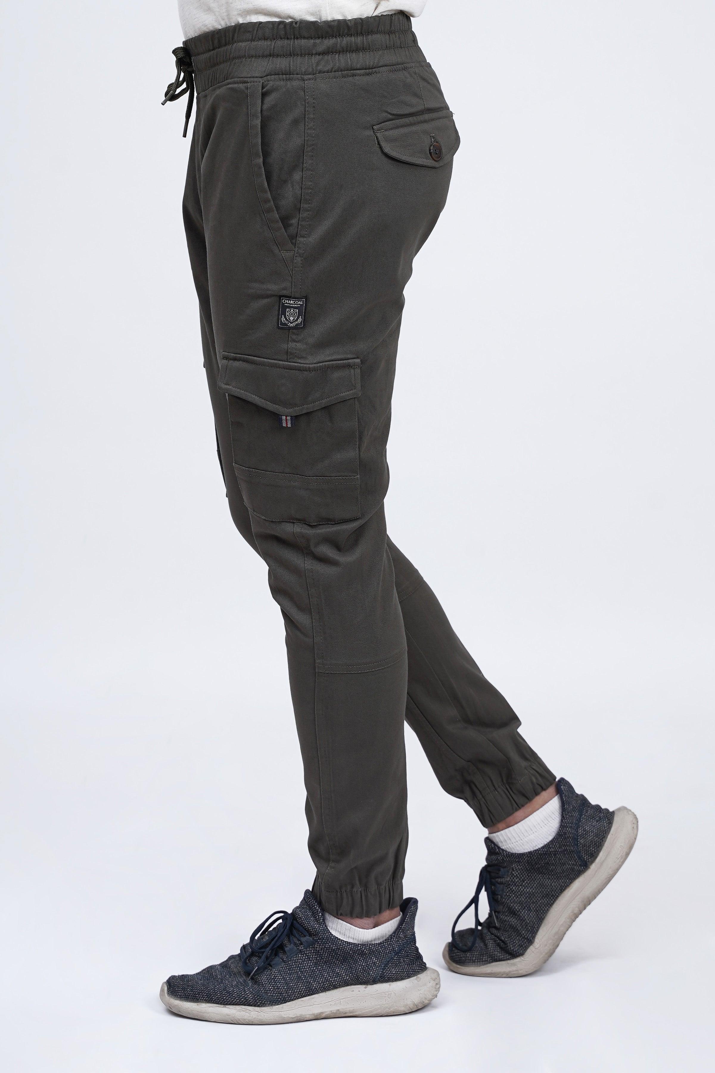 CARGO JOGGER TROUSER DARK OLIVE at Charcoal Clothing