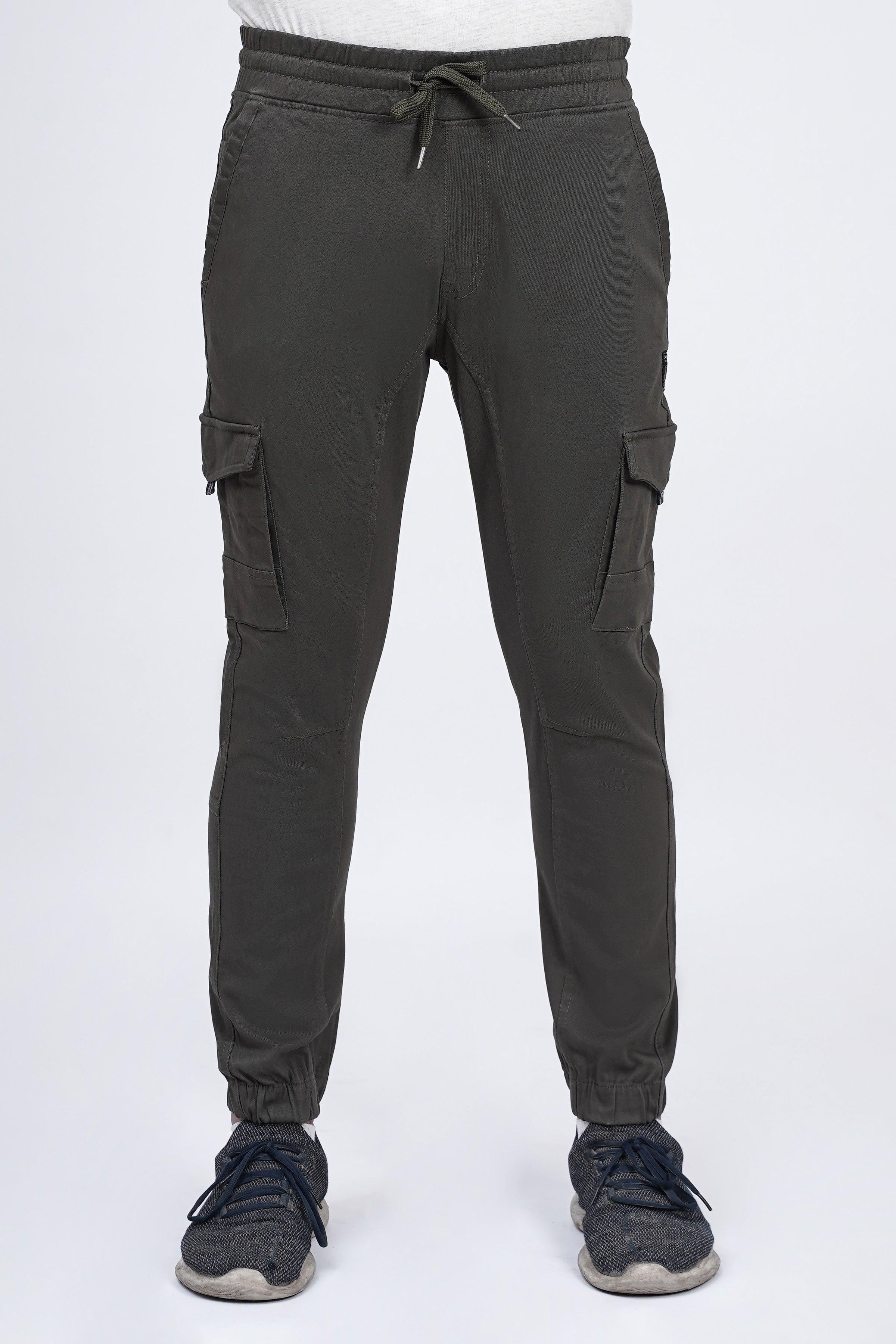 CARGO JOGGER TROUSER DARK OLIVE at Charcoal Clothing
