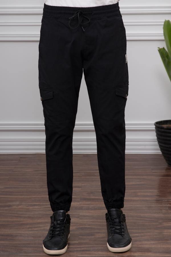CARGO TROUSER SLIM FIT BLACK at Charcoal Clothing