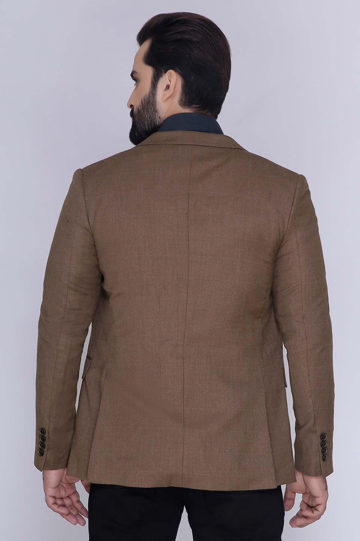 CASUAL COAT 2 BUTTON SLIM FIT BROWN at Charcoal Clothing