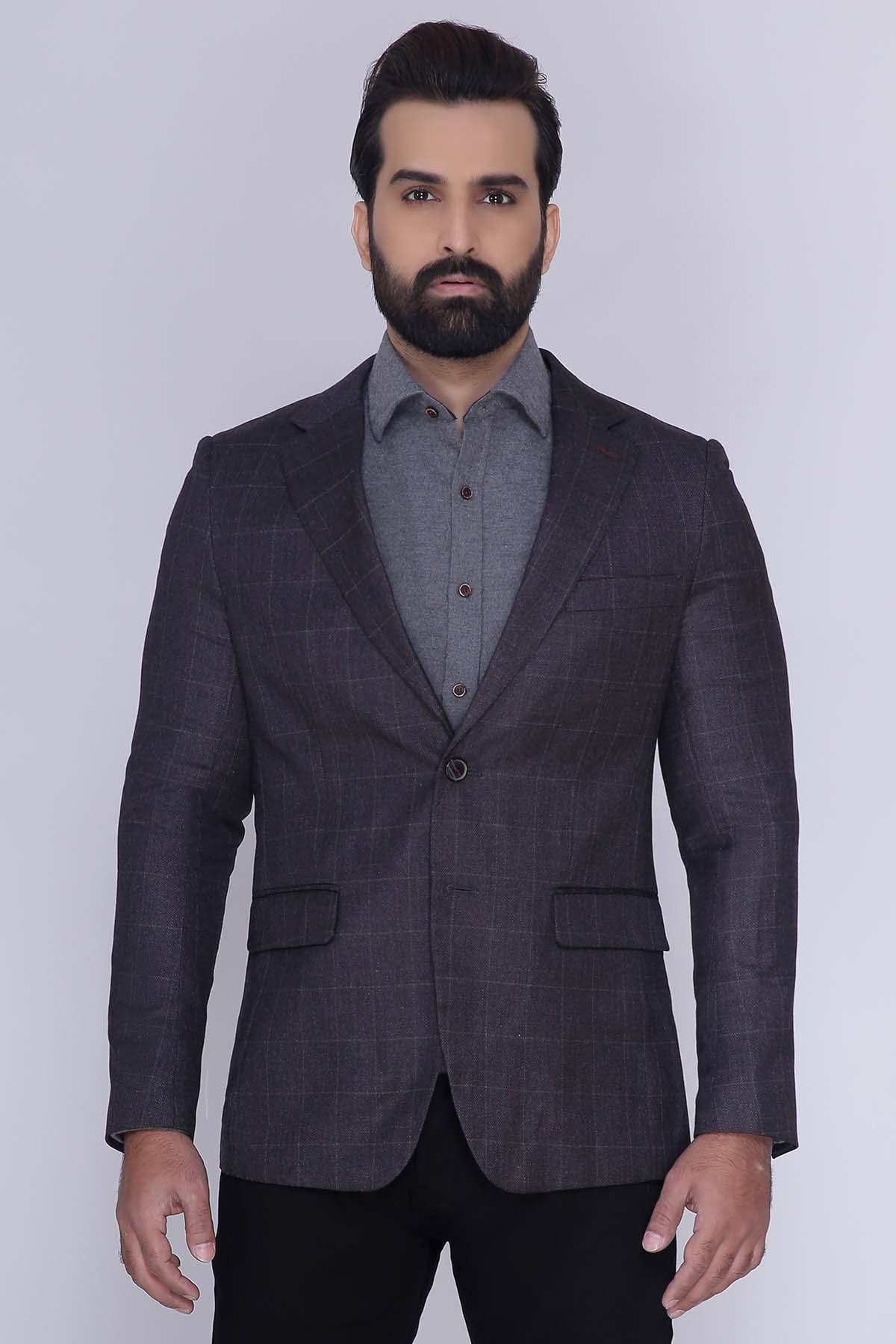 CASUAL COAT 2 BUTTON SLIM FIT CHARCOAL at Charcoal Clothing