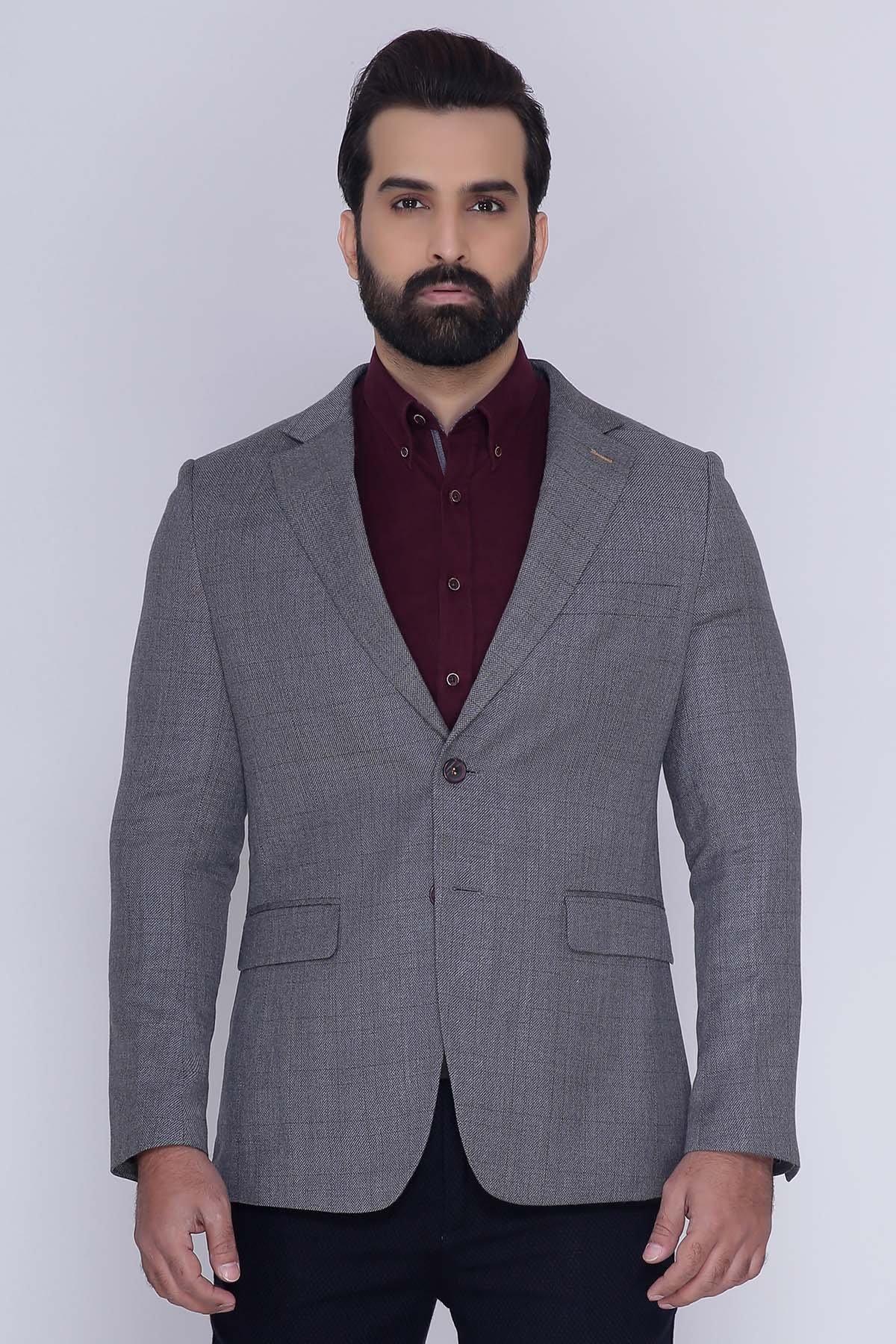 CASUAL COAT 2 BUTTON SLIM FIT GREY at Charcoal Clothing