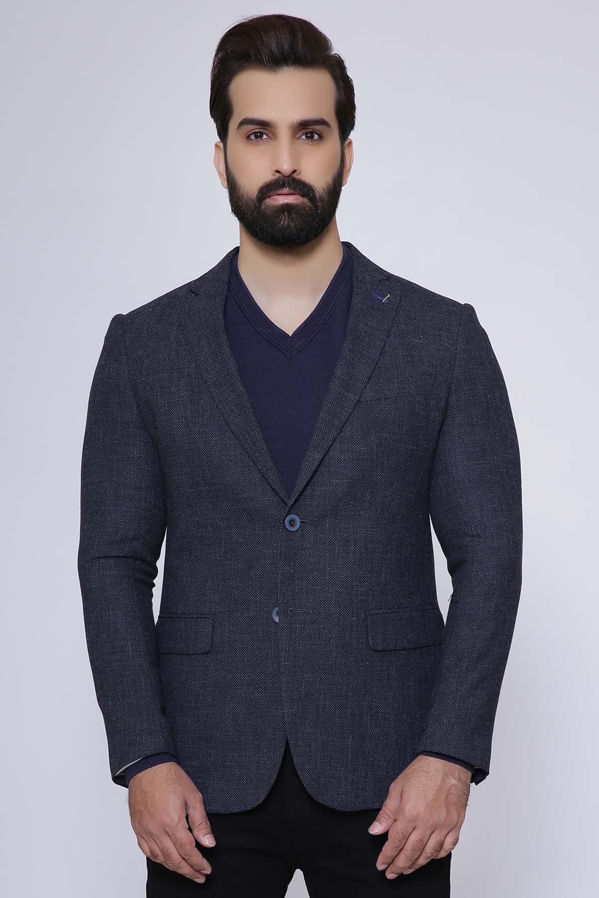 CASUAL COAT 2 BUTTON SLIM FIT NAVY at Charcoal Clothing