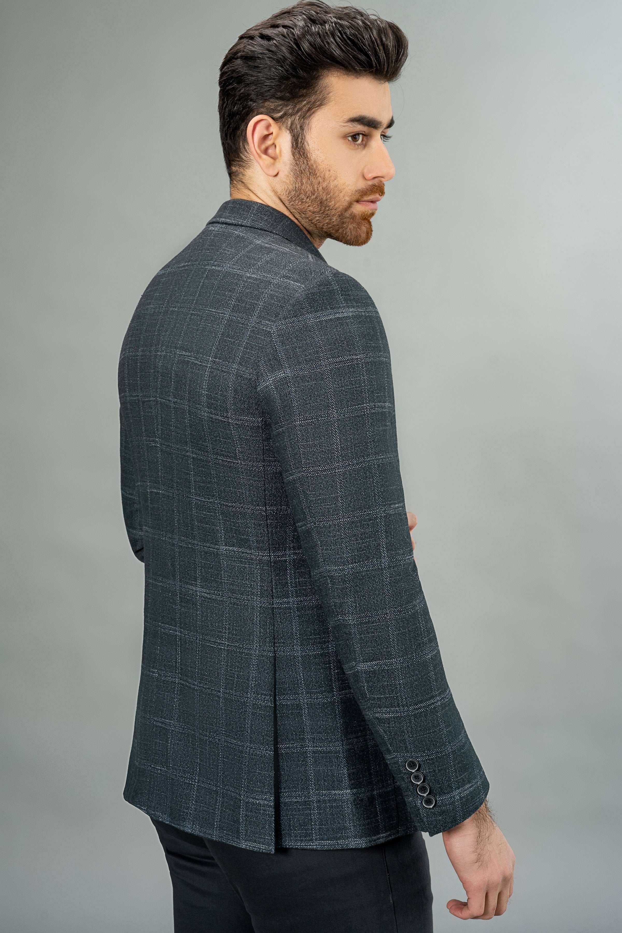 CASUAL COAT GREY CHECK at Charcoal Clothing