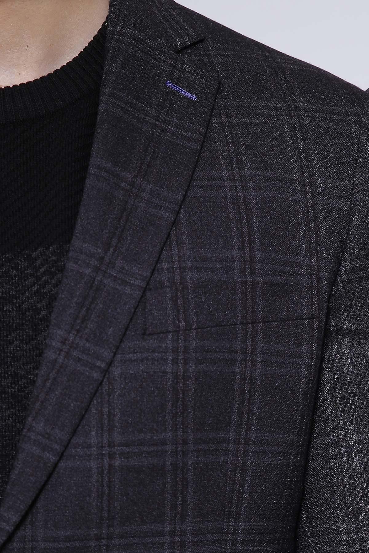 CASUAL COAT SLIM FIT BLACK GREY at Charcoal Clothing