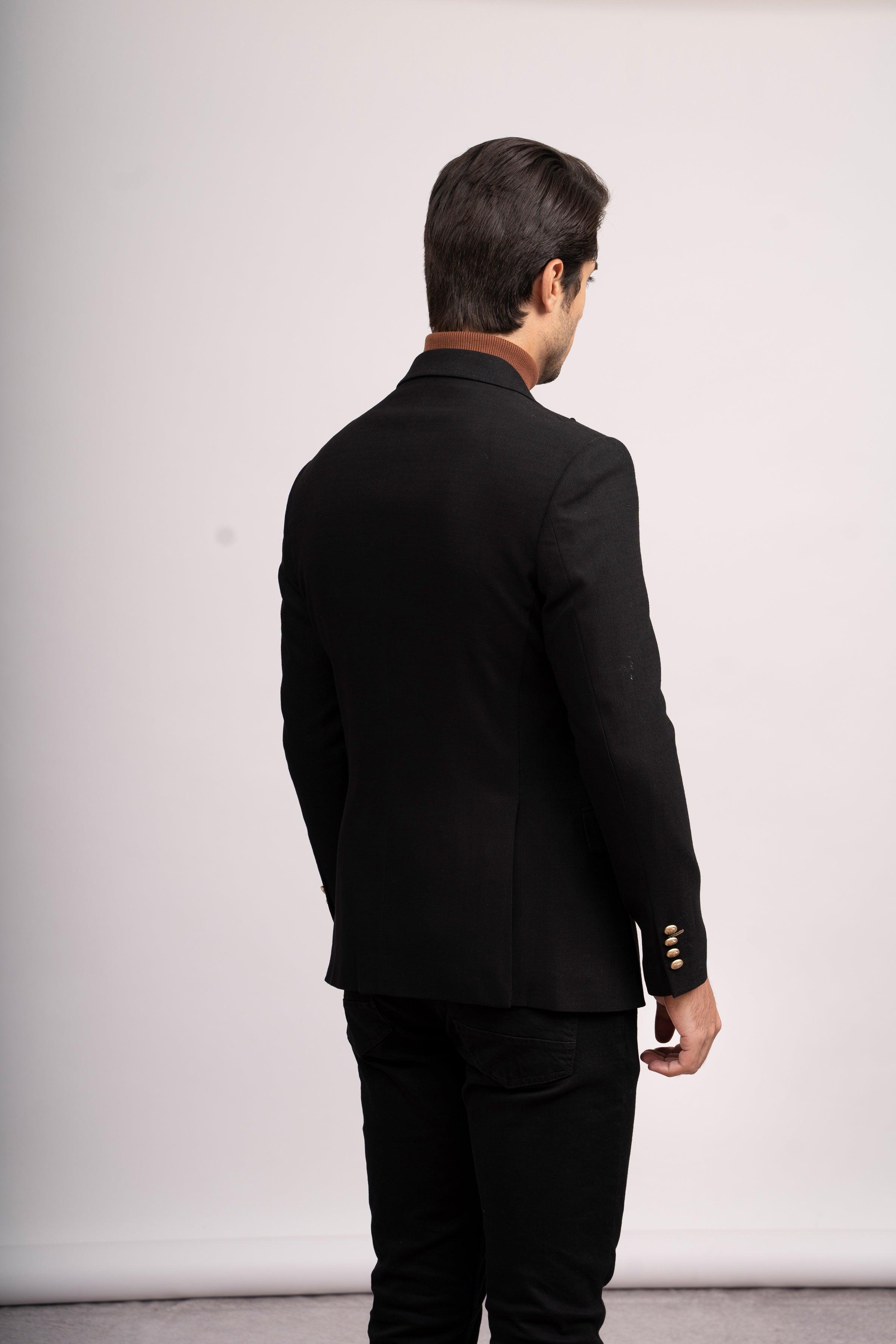 CASUAL COAT SLIM FIT BLACK at Charcoal Clothing