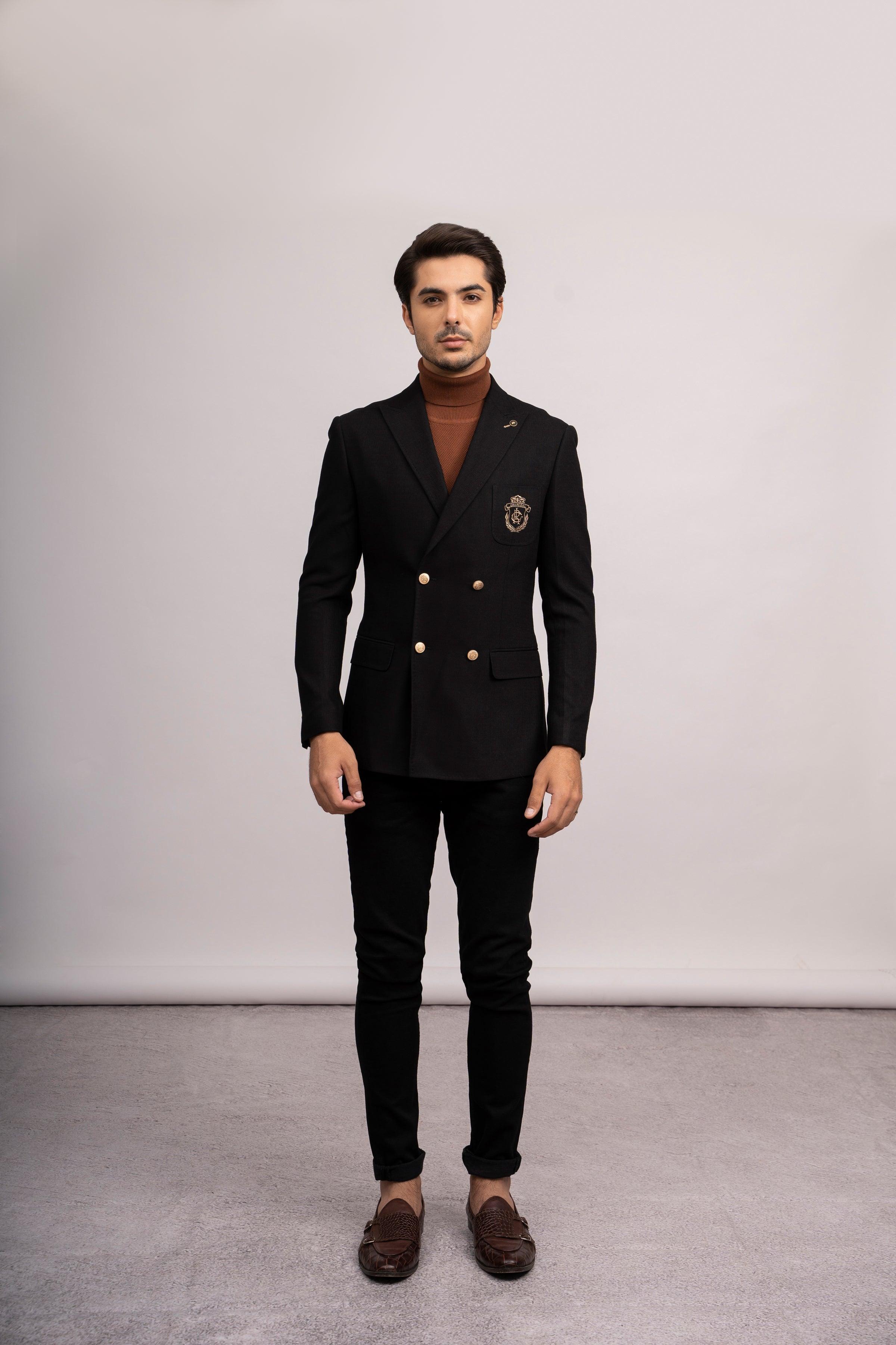 CASUAL COAT SLIM FIT BLACK at Charcoal Clothing