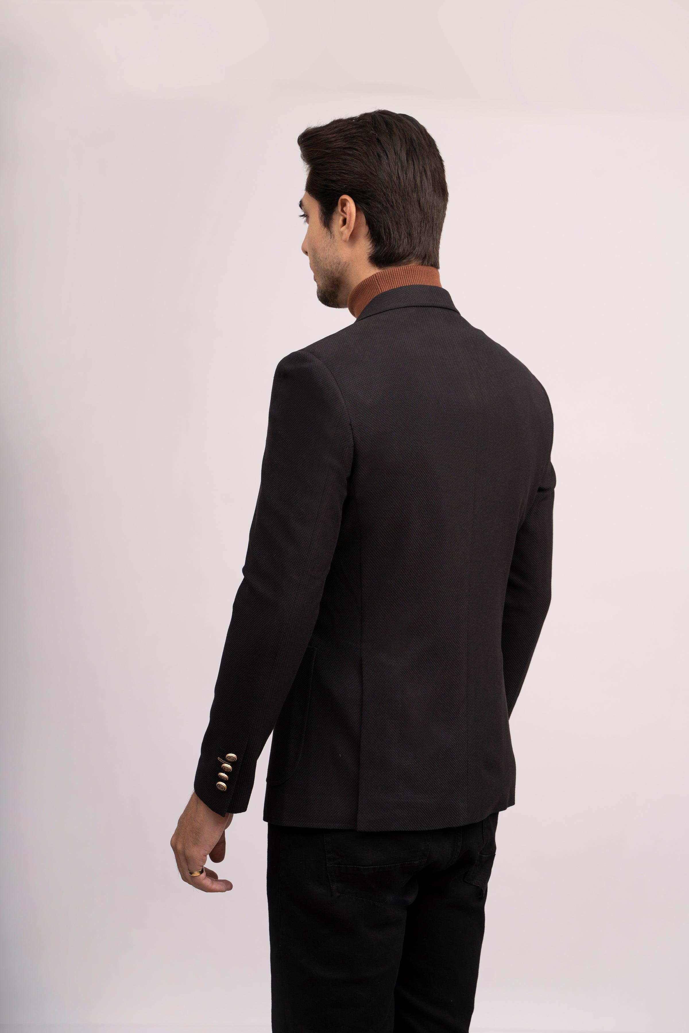 CASUAL COAT SLIM FIT BLACK at Charcoal Clothing