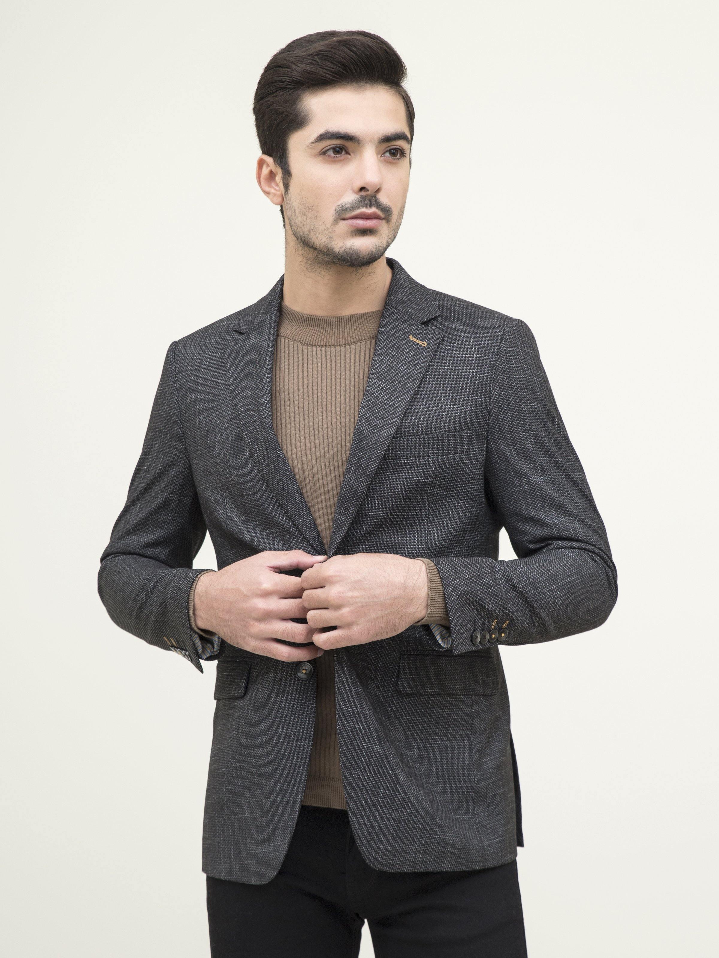CASUAL COAT SLIM FIT BLACK at Charcoal Clothing