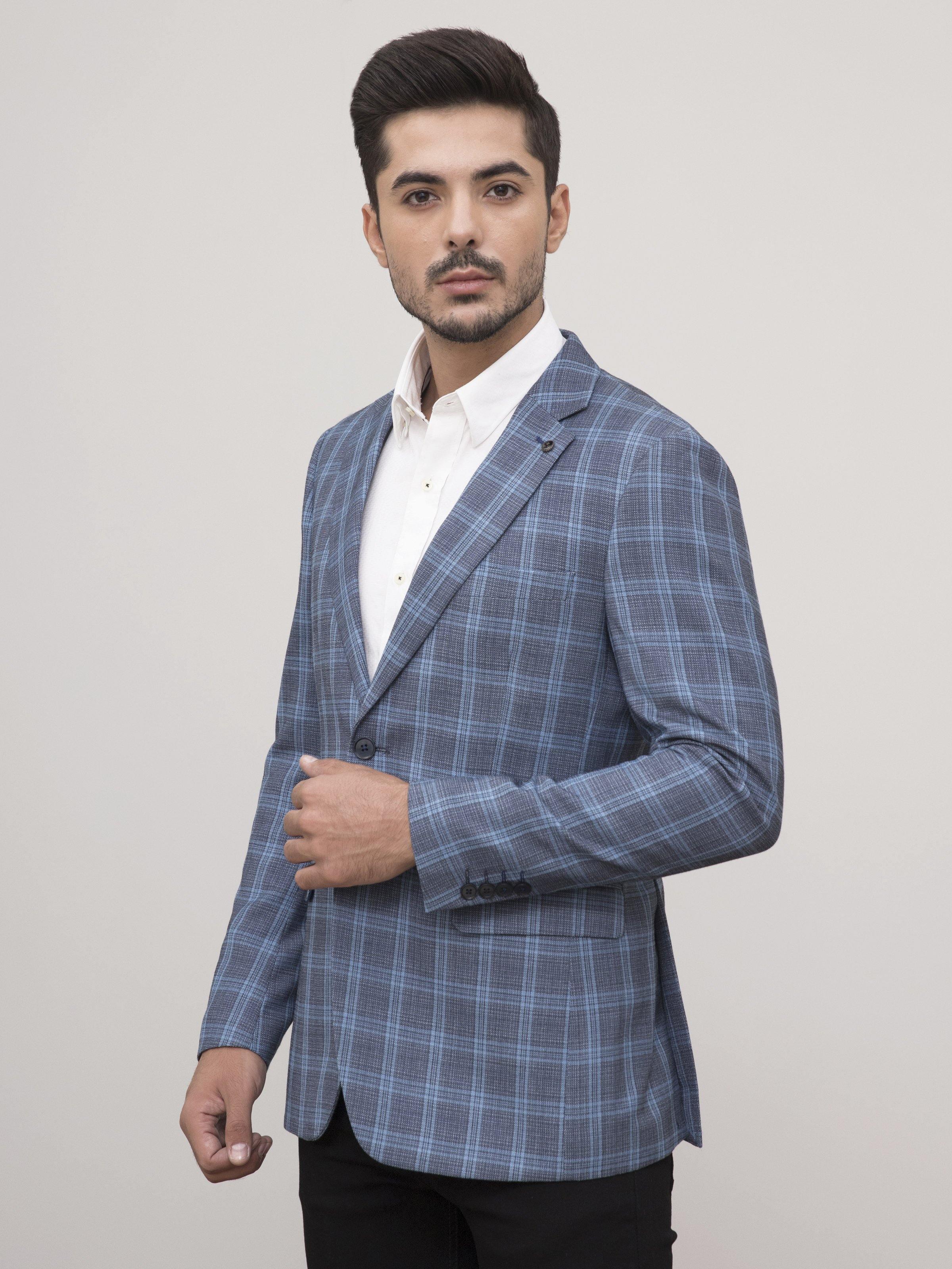 CASUAL COAT SLIM FIT BLUE GREY at Charcoal Clothing