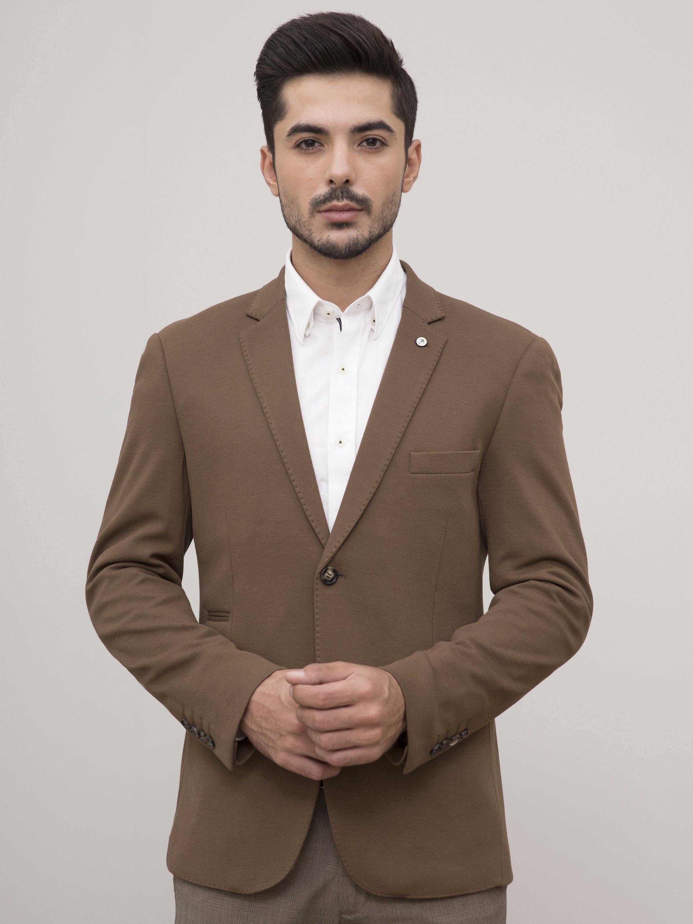 CASUAL COAT SLIM FIT BROWN at Charcoal Clothing