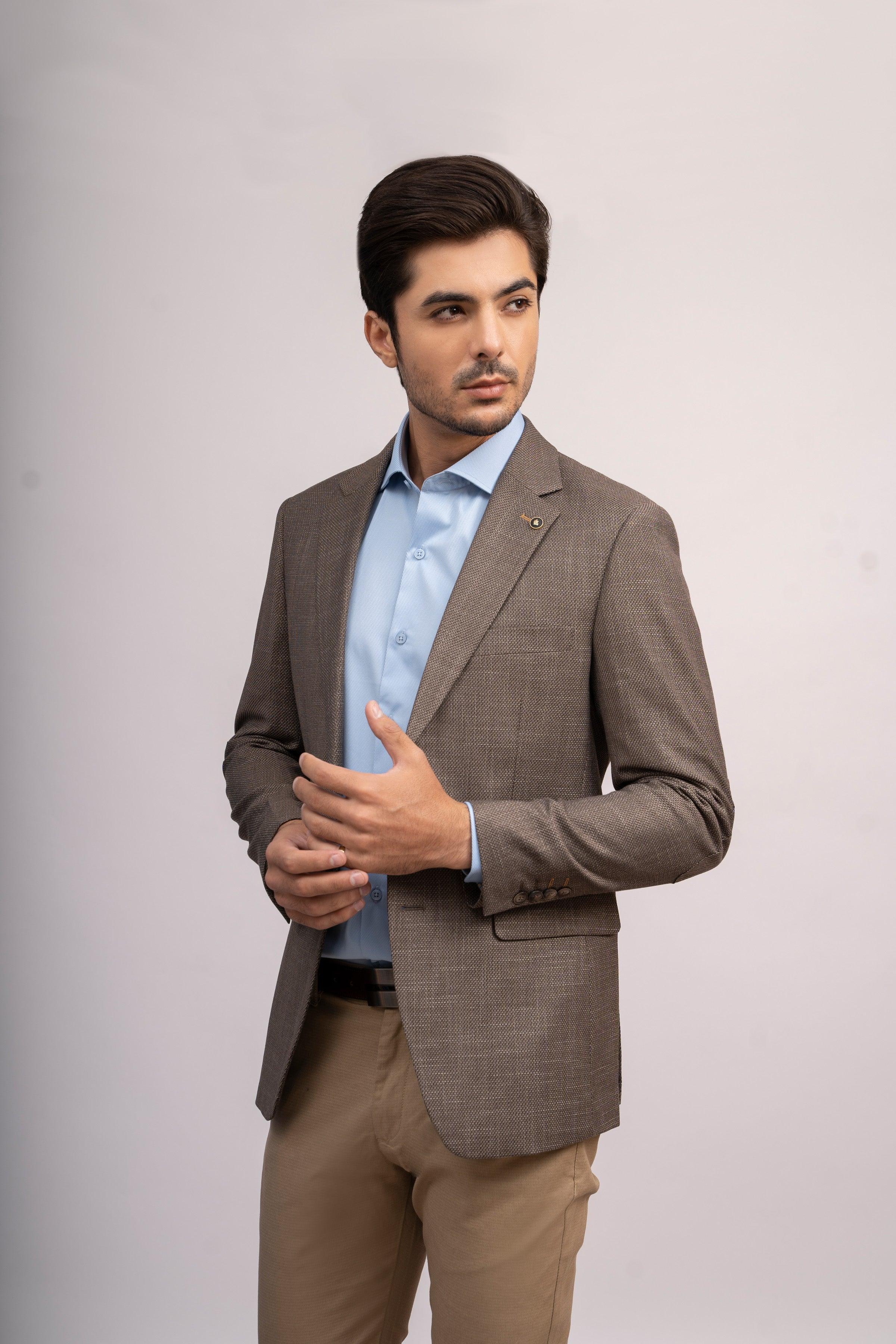 CASUAL COAT SLIM FIT BROWN at Charcoal Clothing