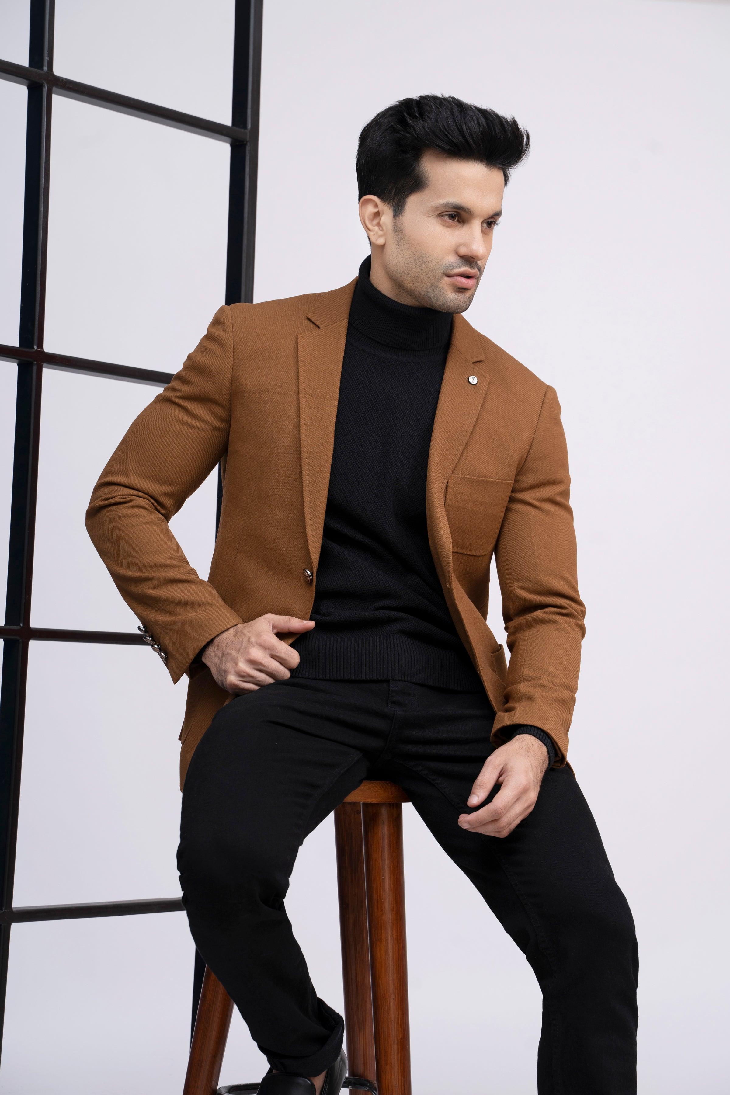 CASUAL COAT SLIM FIT CAMEL at Charcoal Clothing