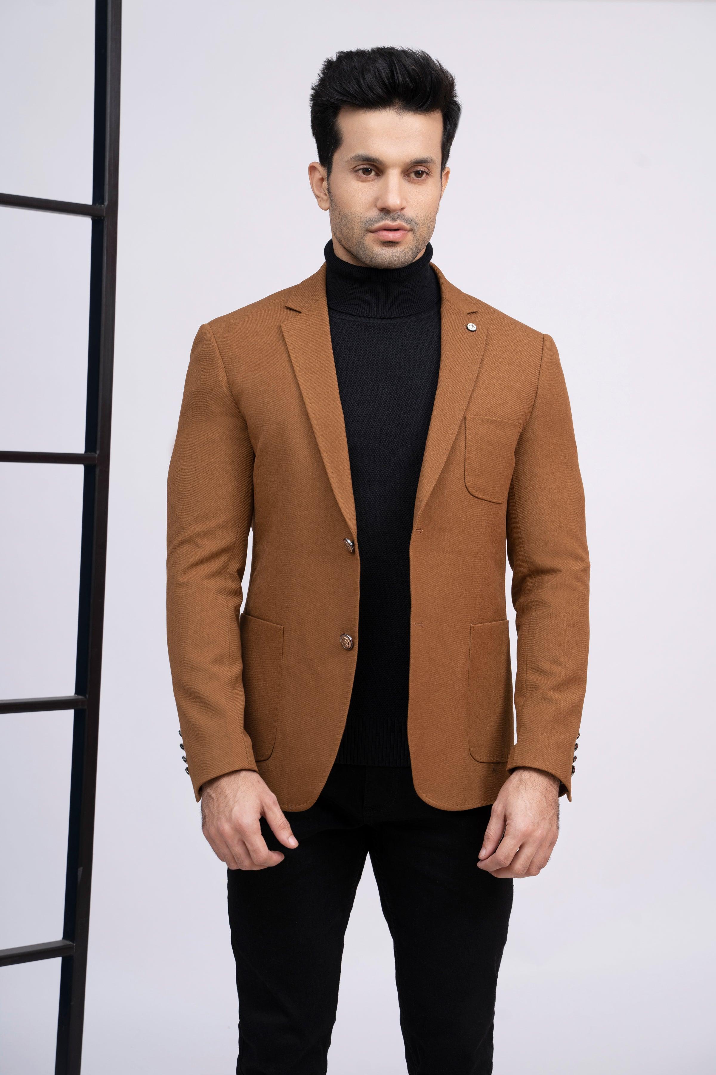 CASUAL COAT SLIM FIT CAMEL at Charcoal Clothing