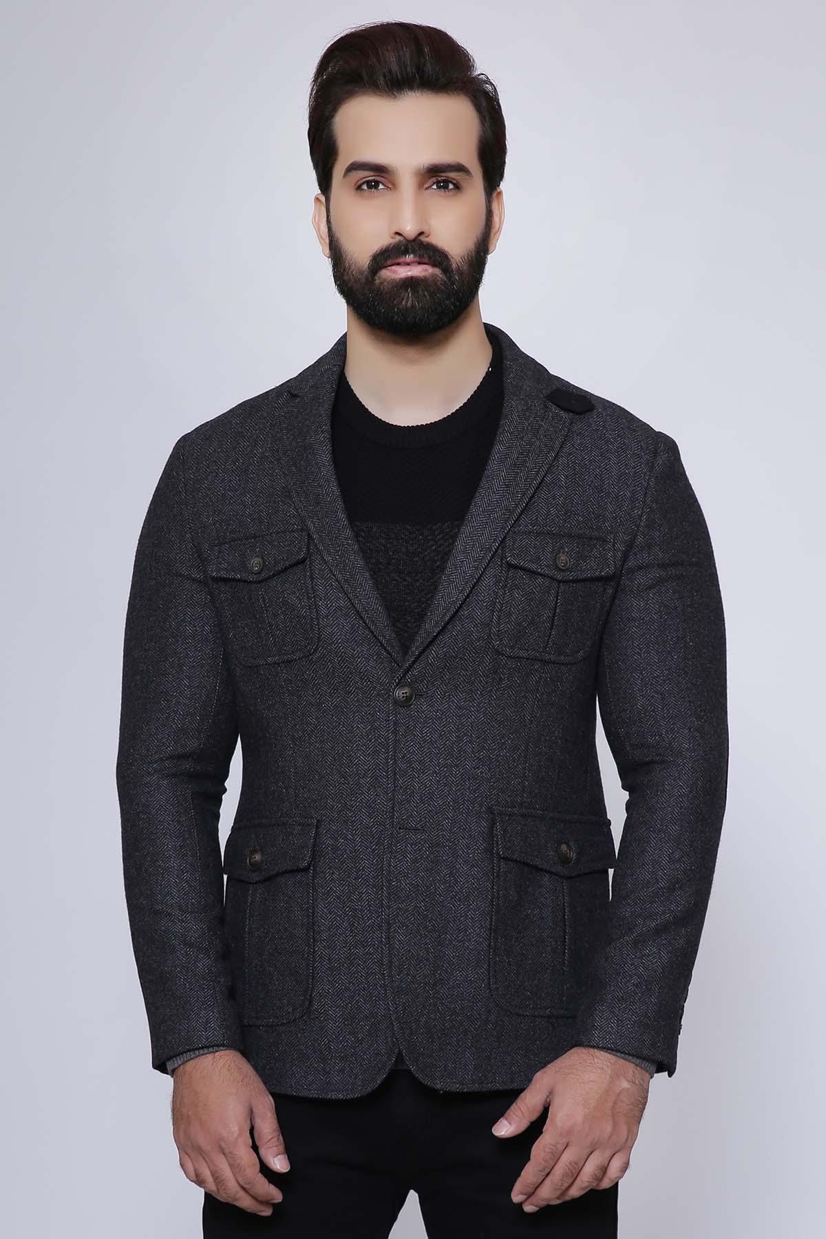 CASUAL COAT SLIM FIT CHARCOAL at Charcoal Clothing