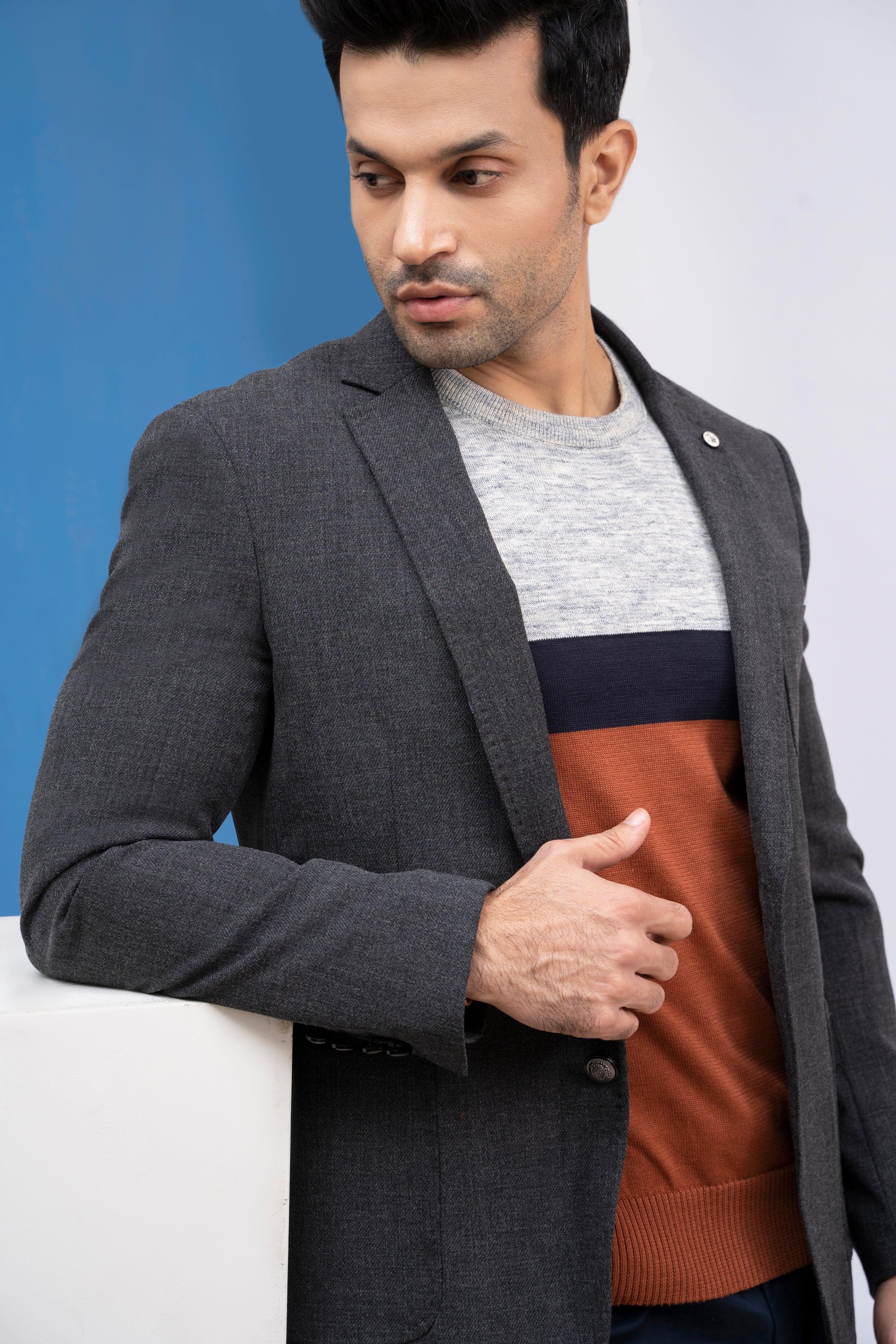 Shop CASUAL COAT SLIM FIT DARK GREY For Men Online