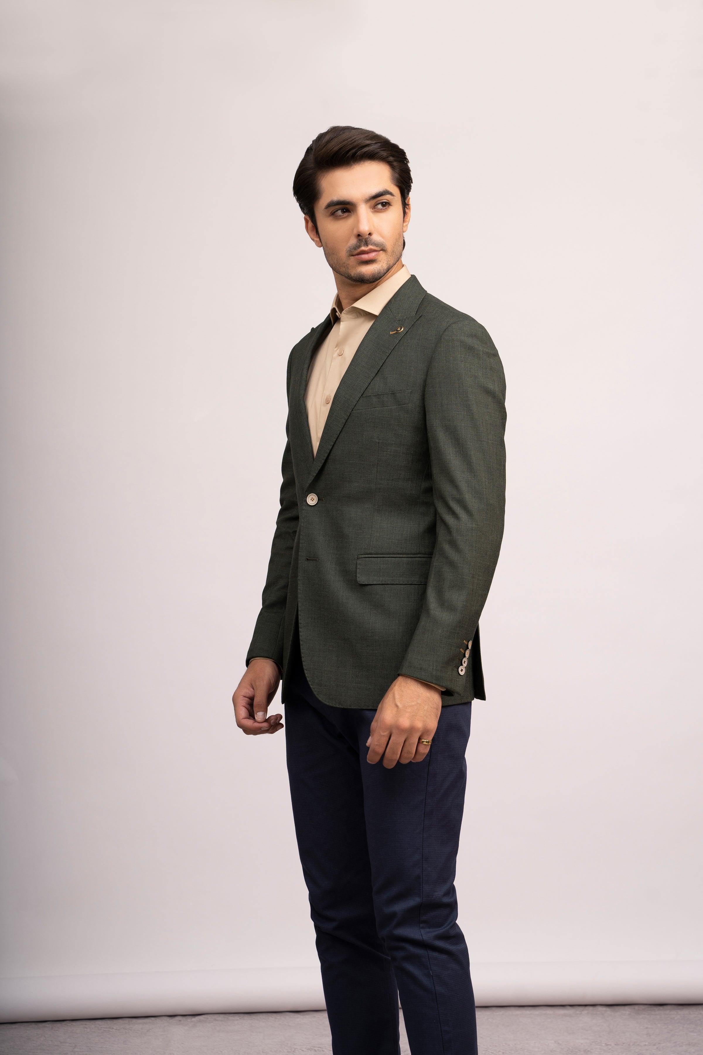 CASUAL COAT SLIM FIT GREEN at Charcoal Clothing