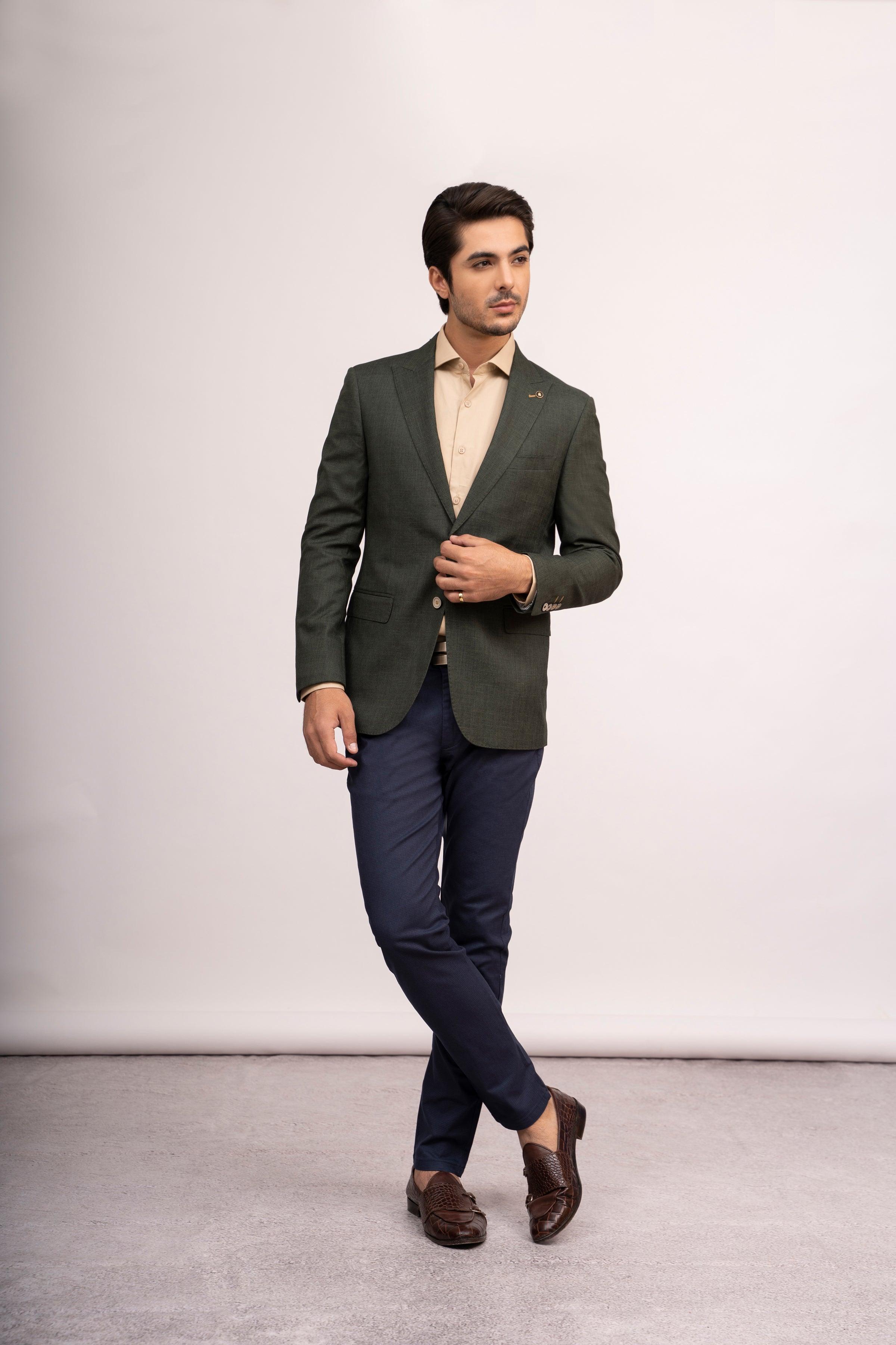 CASUAL COAT SLIM FIT GREEN at Charcoal Clothing