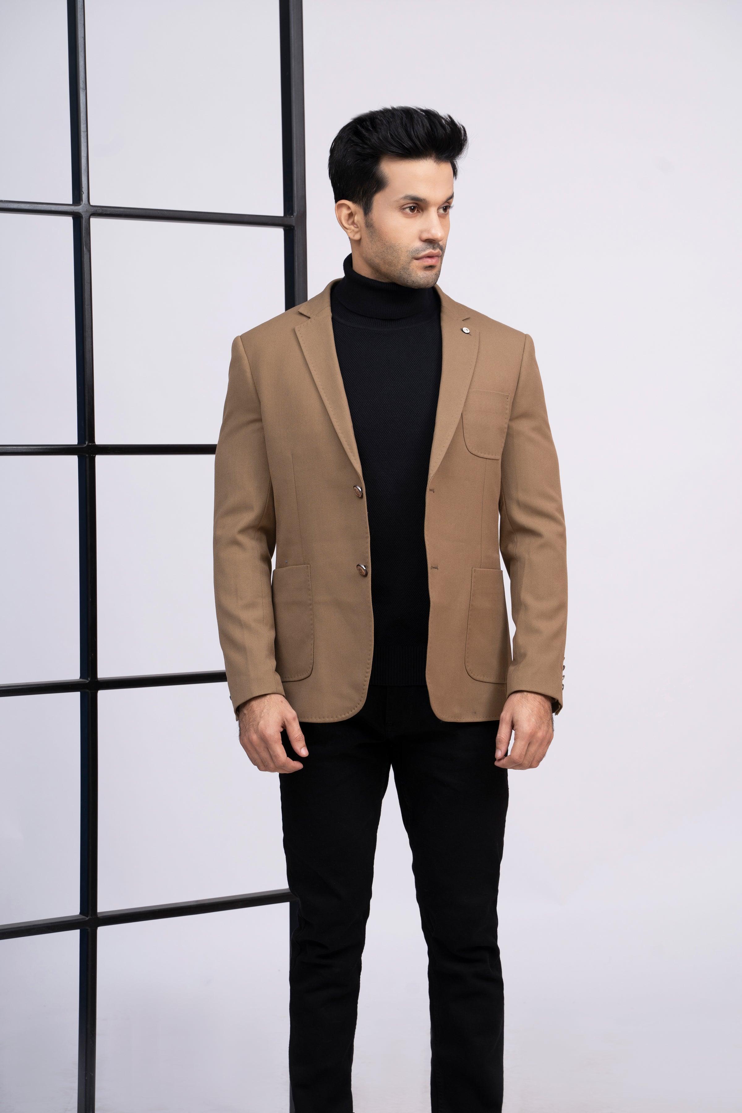 CASUAL COAT SLIM FIT KHAKI at Charcoal Clothing