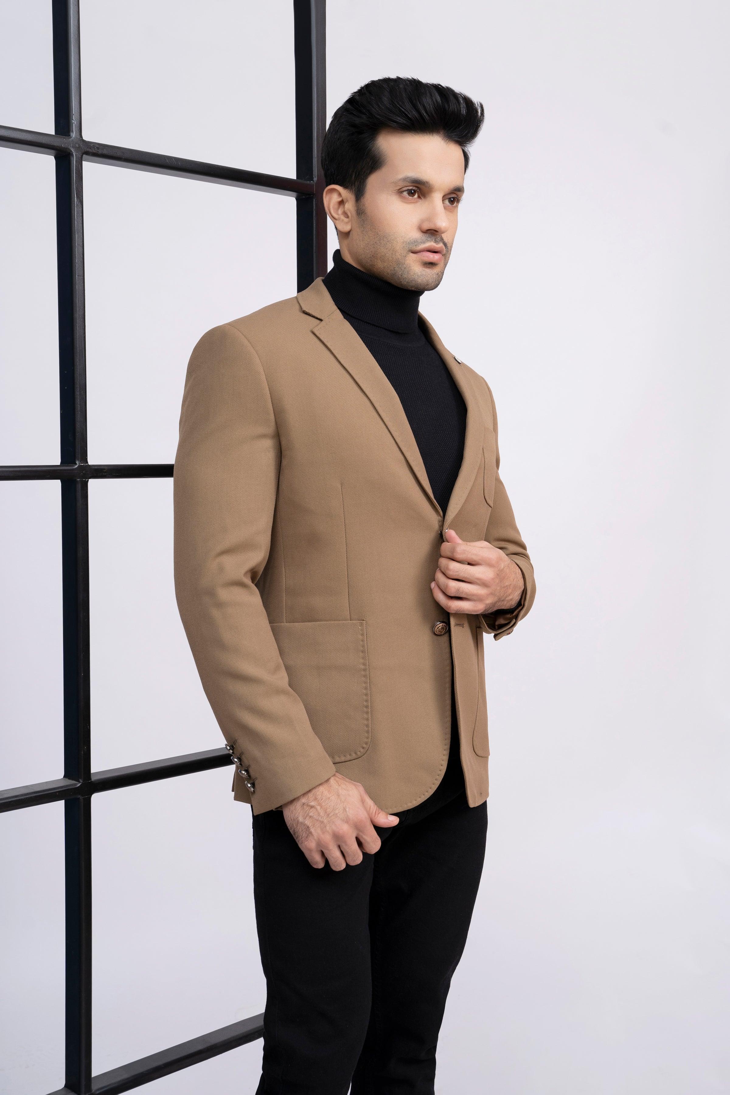 CASUAL COAT SLIM FIT KHAKI at Charcoal Clothing