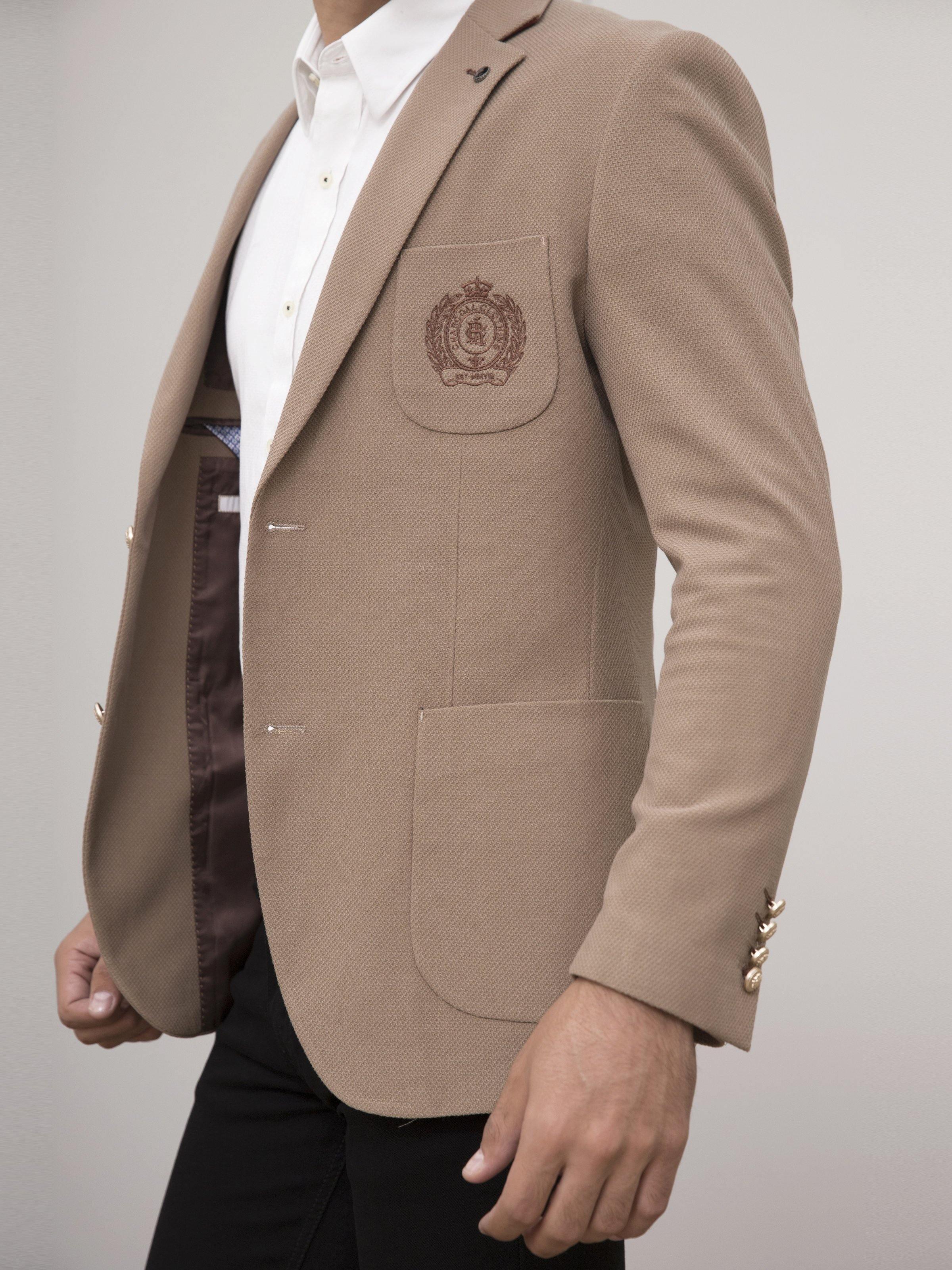 CASUAL COAT SLIM FIT LIGHT BROWN at Charcoal Clothing