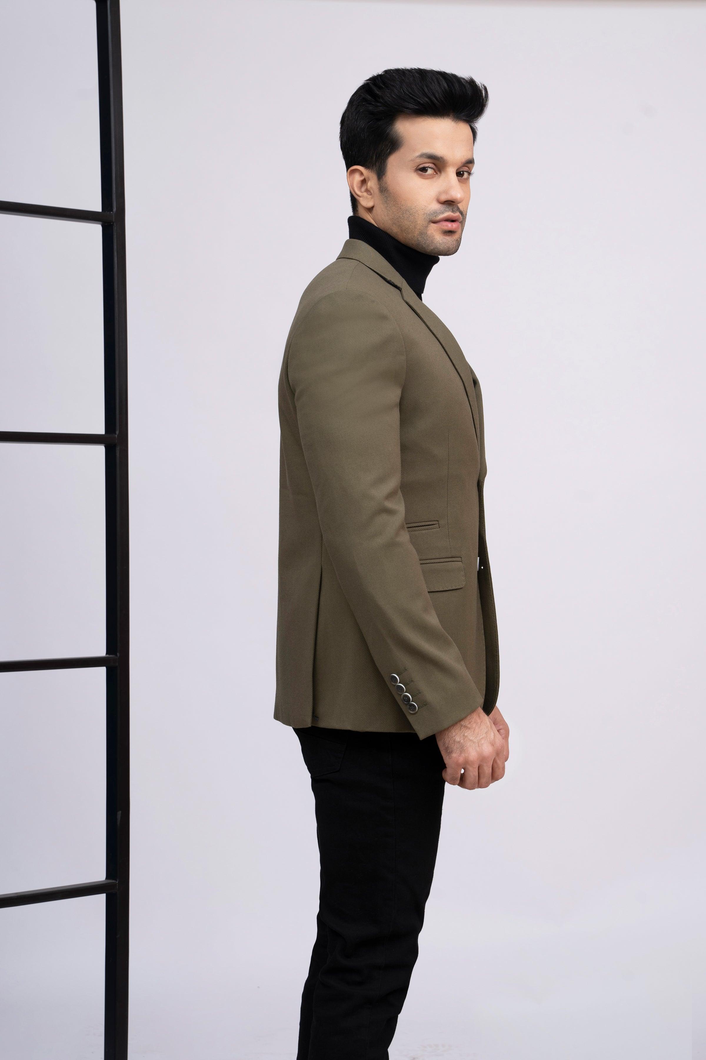CASUAL COAT SLIM FIT LIGHT OLIVE at Charcoal Clothing