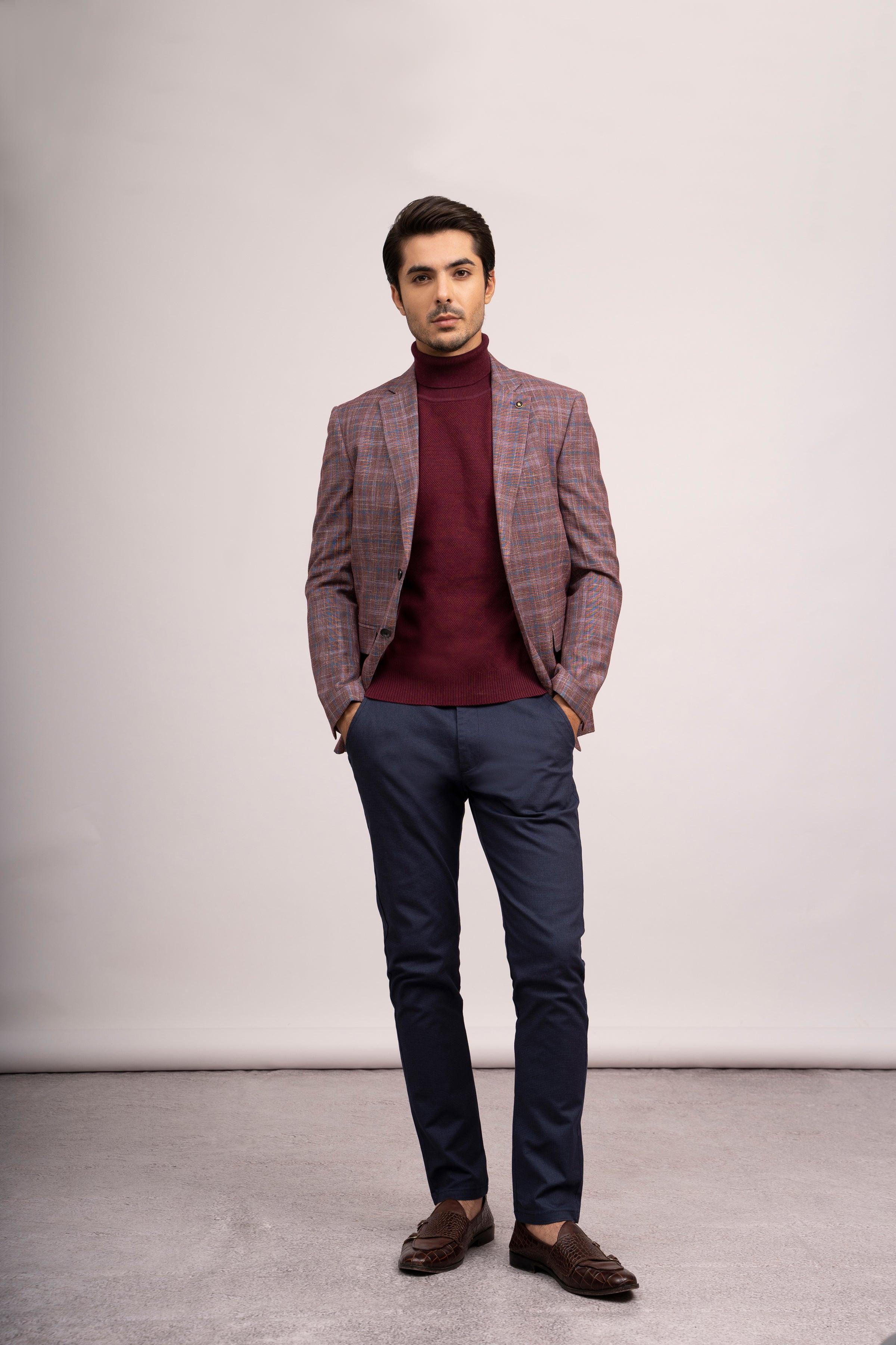 CASUAL COAT SLIM FIT MAROON at Charcoal Clothing