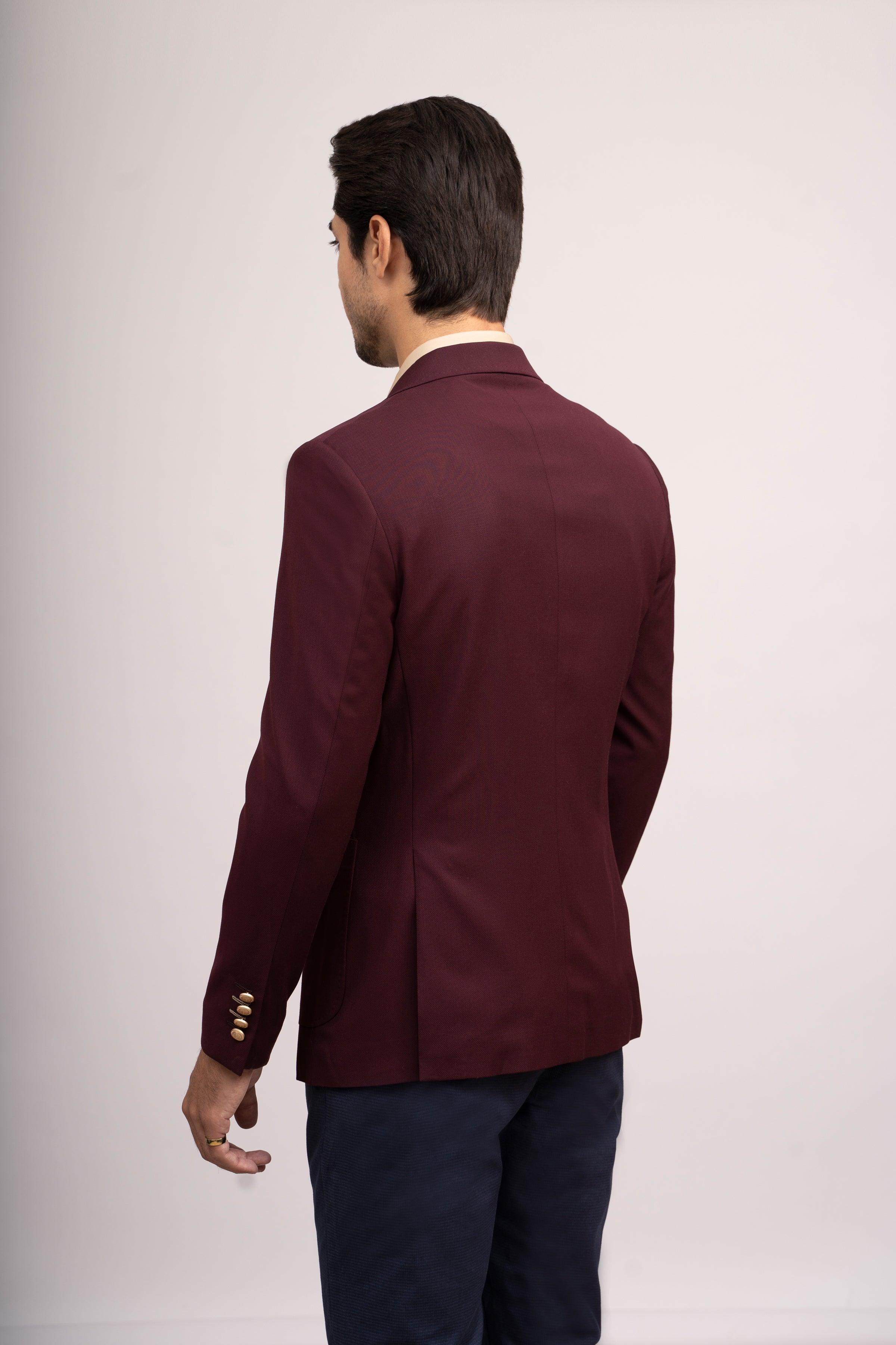 CASUAL COAT SLIM FIT MAROON at Charcoal Clothing