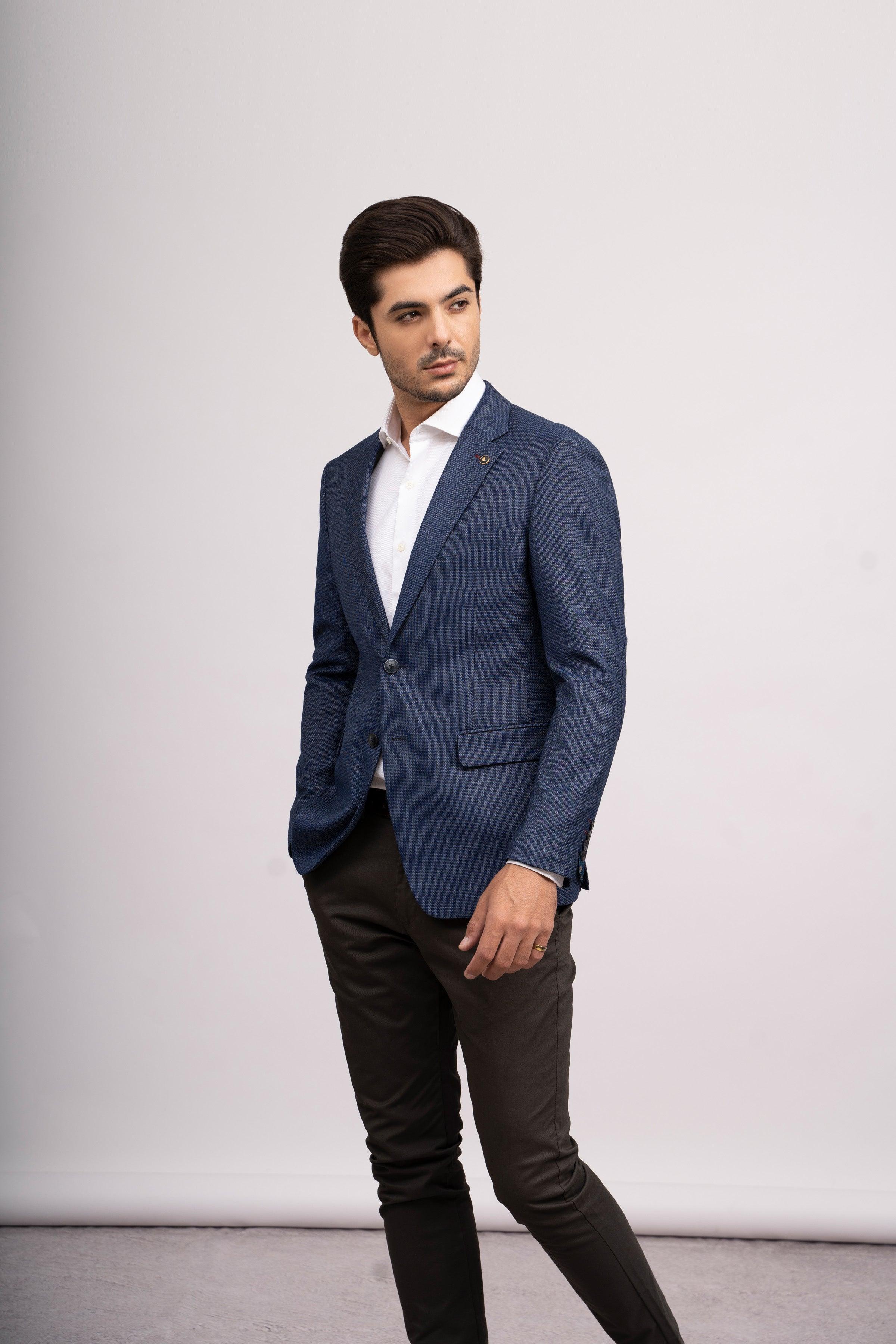 CASUAL COAT SLIM FIT NAVY BLUE at Charcoal Clothing