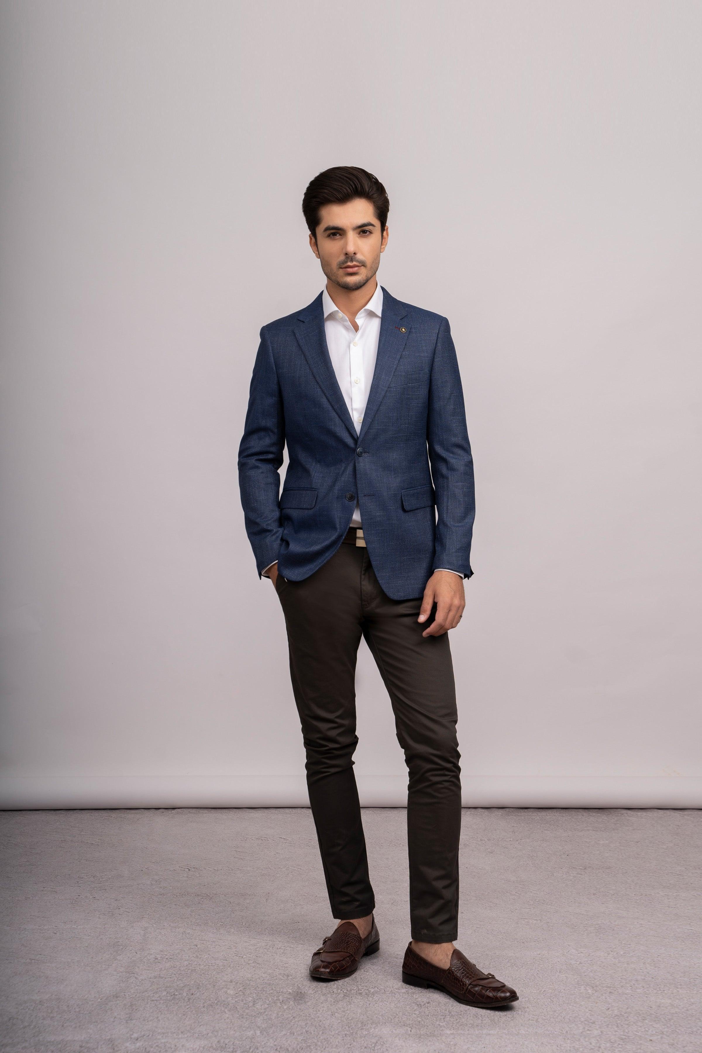 CASUAL COAT SLIM FIT NAVY BLUE at Charcoal Clothing