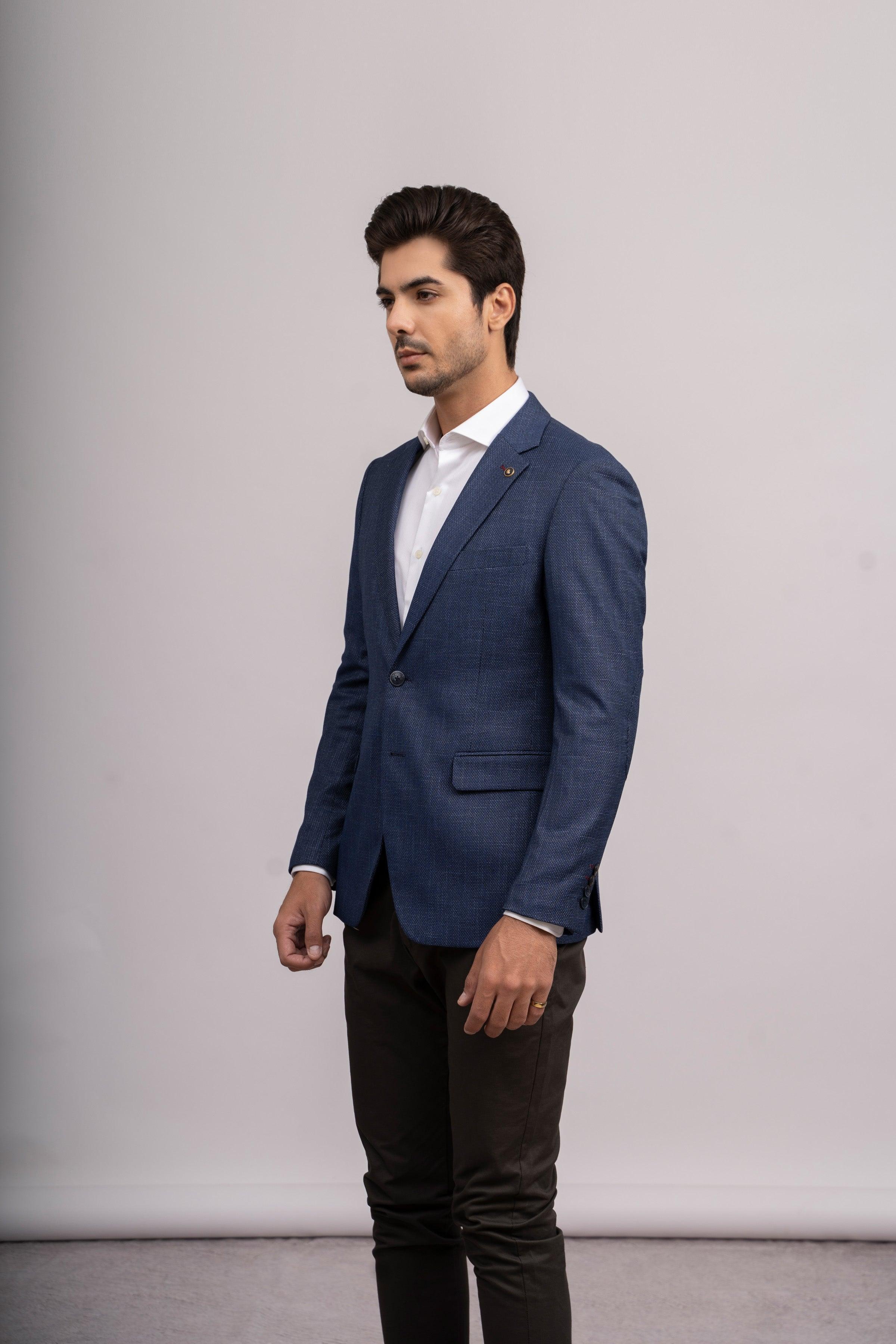 CASUAL COAT SLIM FIT NAVY BLUE at Charcoal Clothing