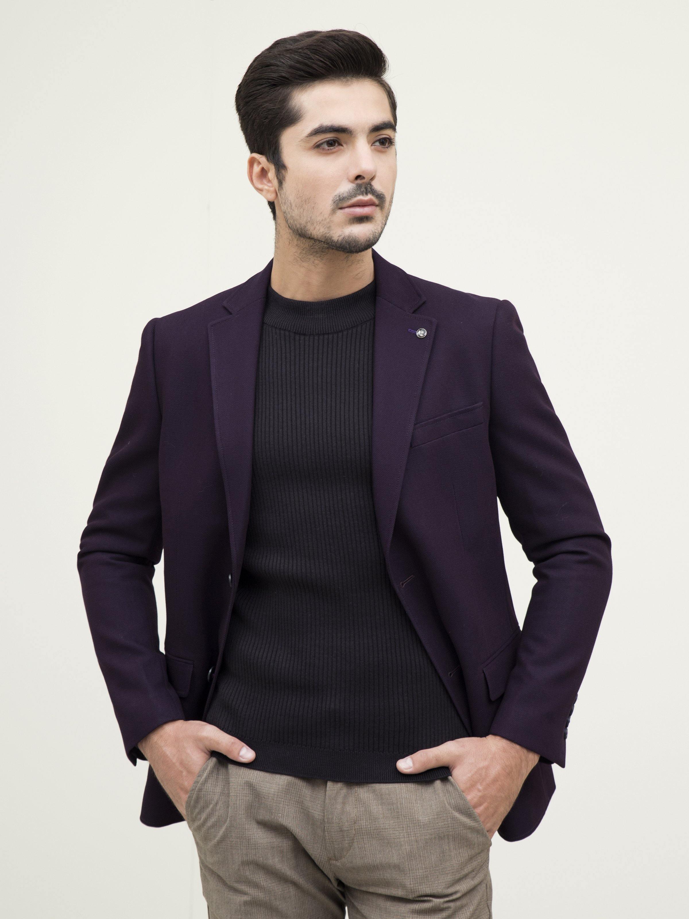 CASUAL COAT SLIM FIT PURPLE at Charcoal Clothing