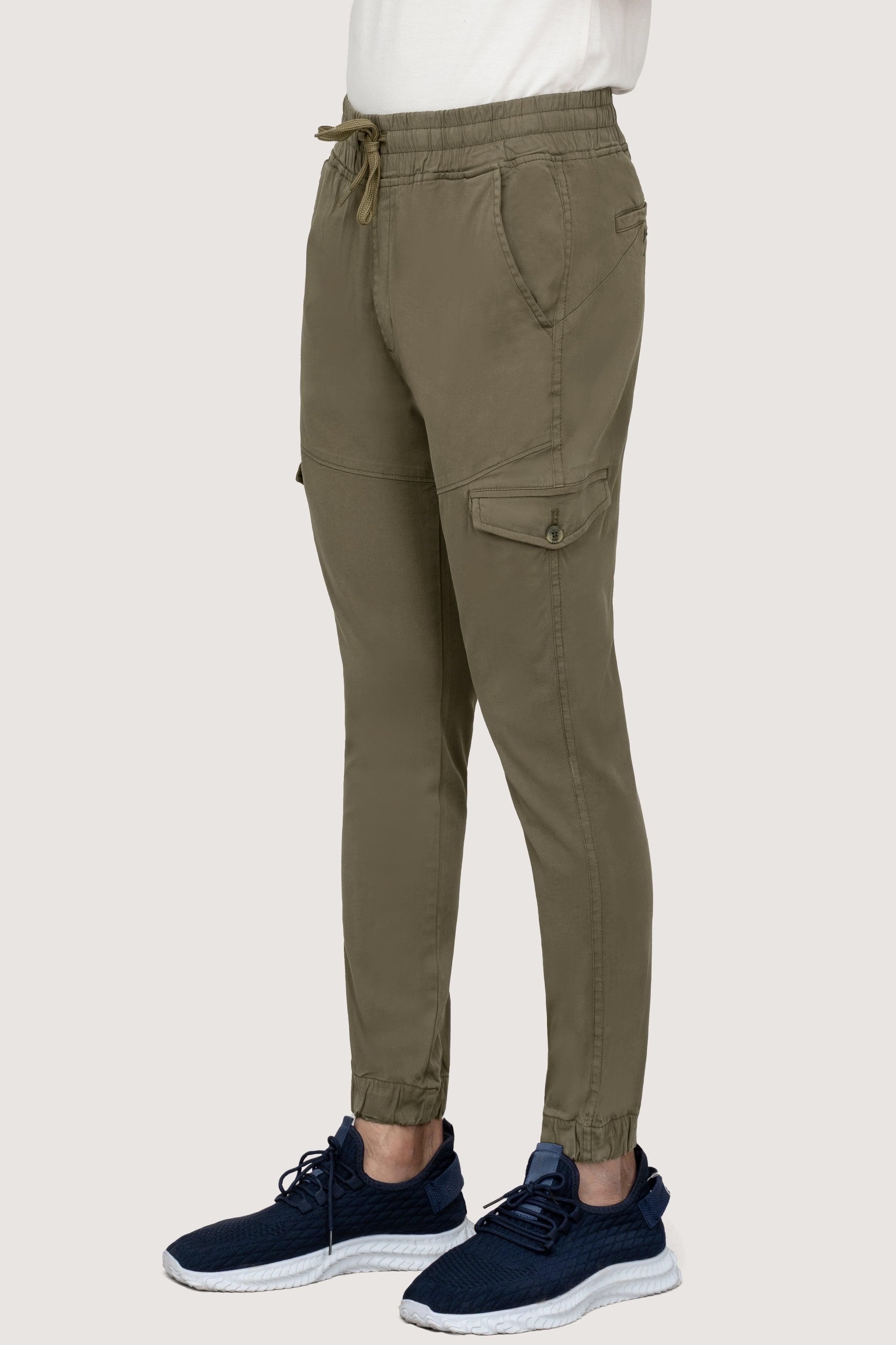 CASUAL JOGGER SLIMFIT TROUSER OLIVE at Charcoal Clothing