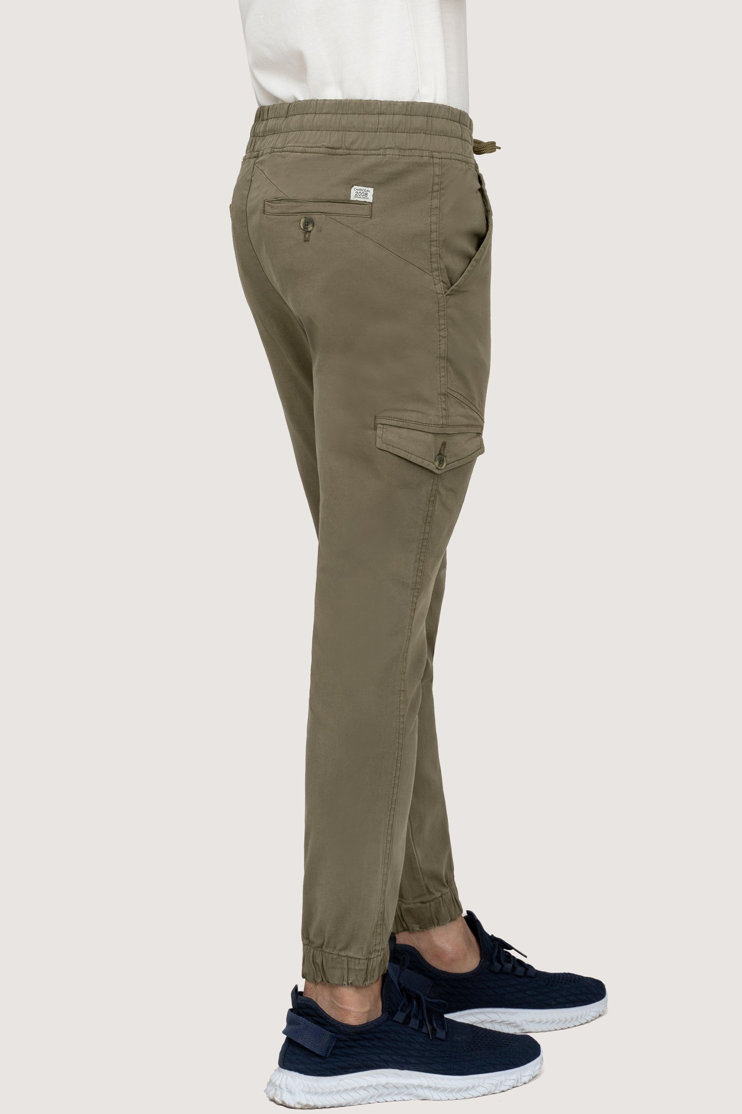 CASUAL JOGGER SLIMFIT TROUSER OLIVE at Charcoal Clothing