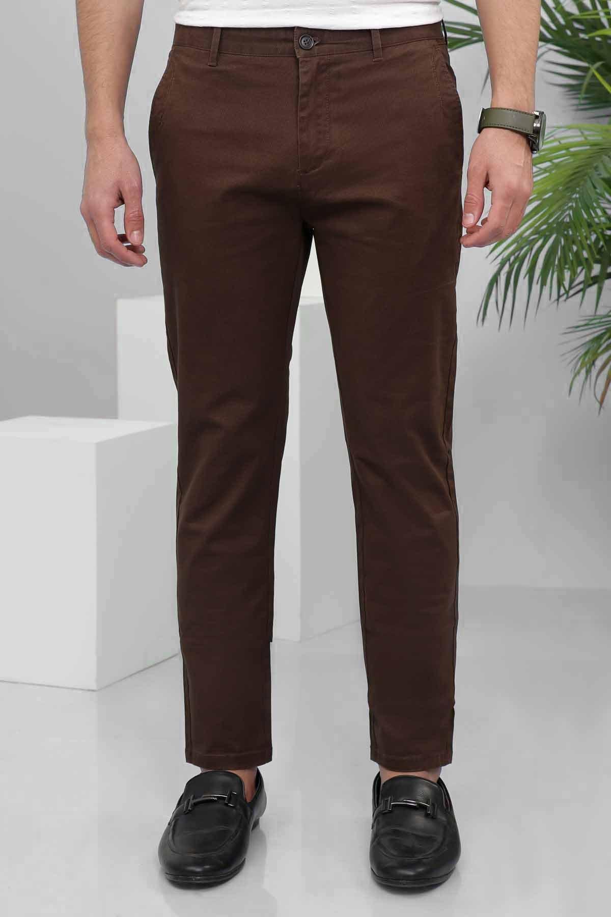 CASUAL PANT SLIM FIT BROWN at Charcoal Clothing