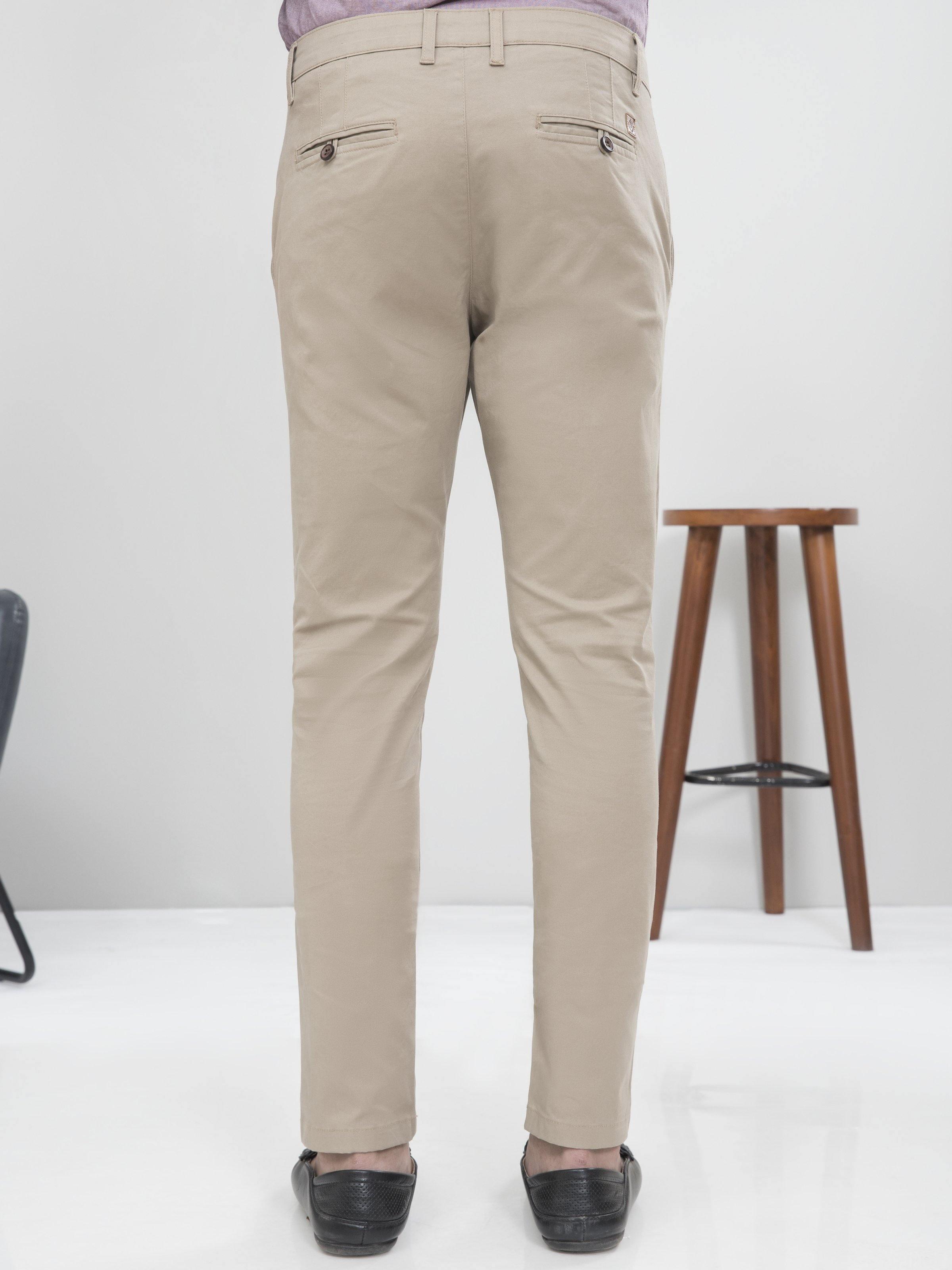 CASUAL PANT SLIM FIT LIGHT BROWN at Charcoal Clothing