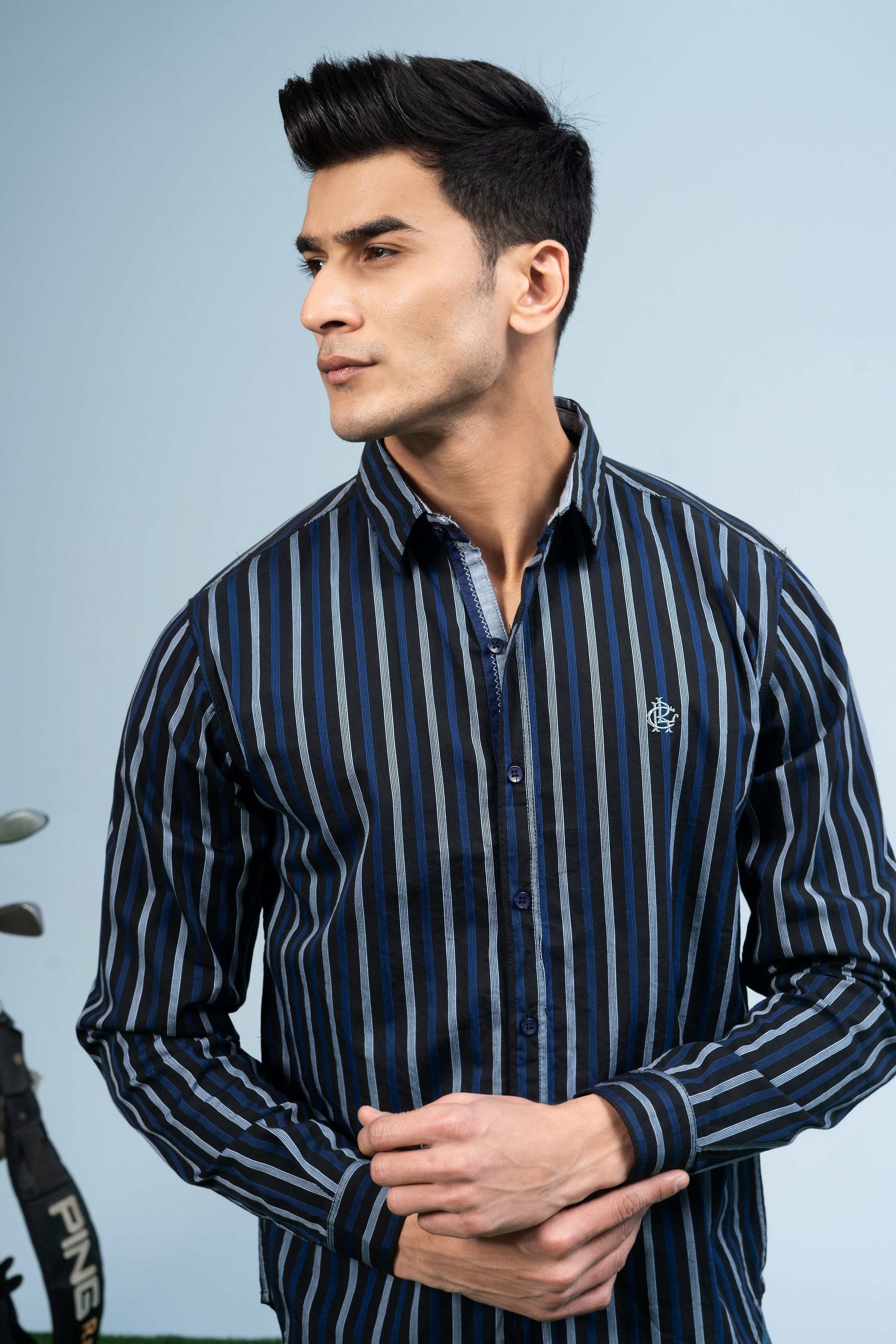 CASUAL SHIRT BLACK BLUE at Charcoal Clothing