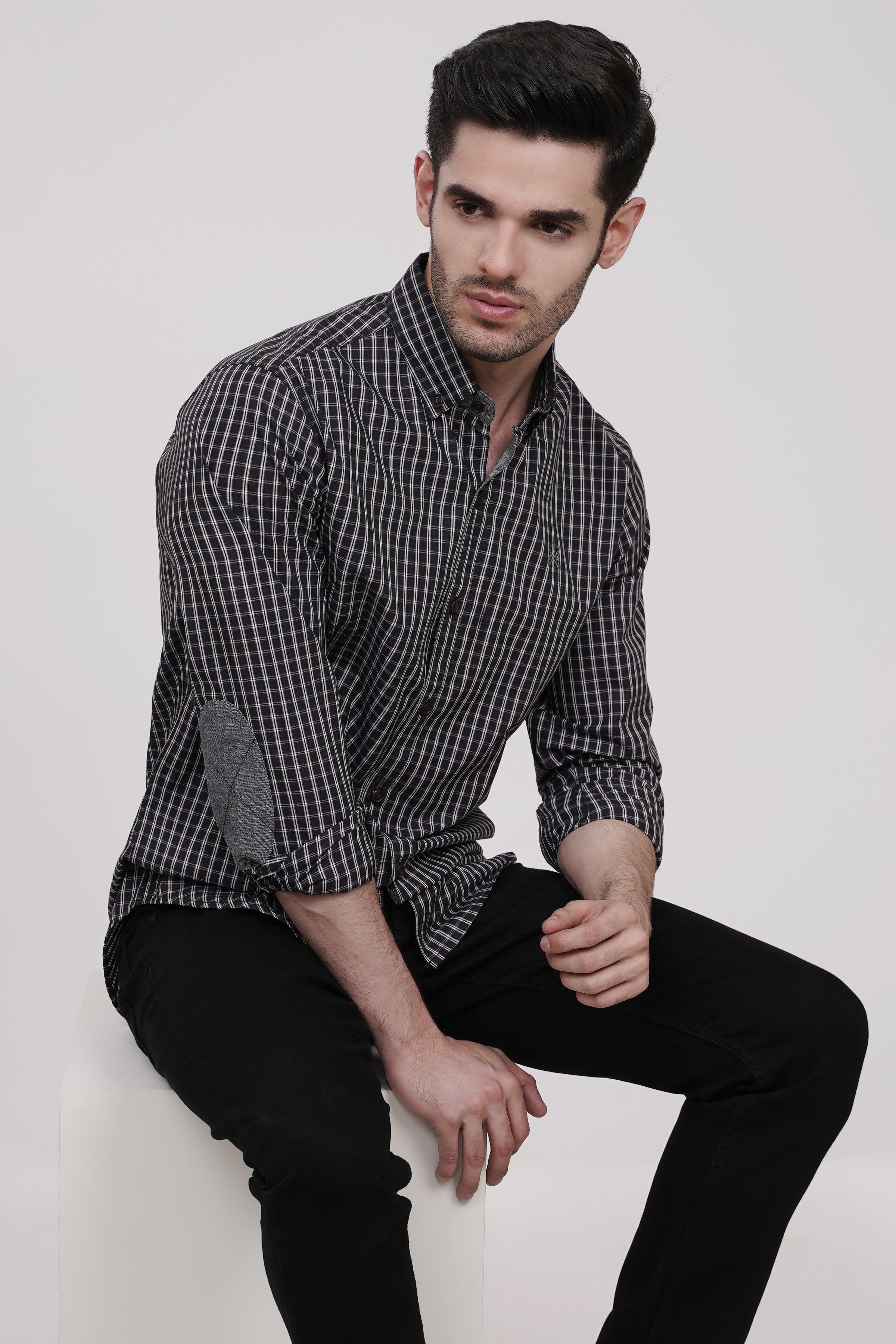 Shop CASUAL SHIRT BLACK CHECK For Men Online - Main Image