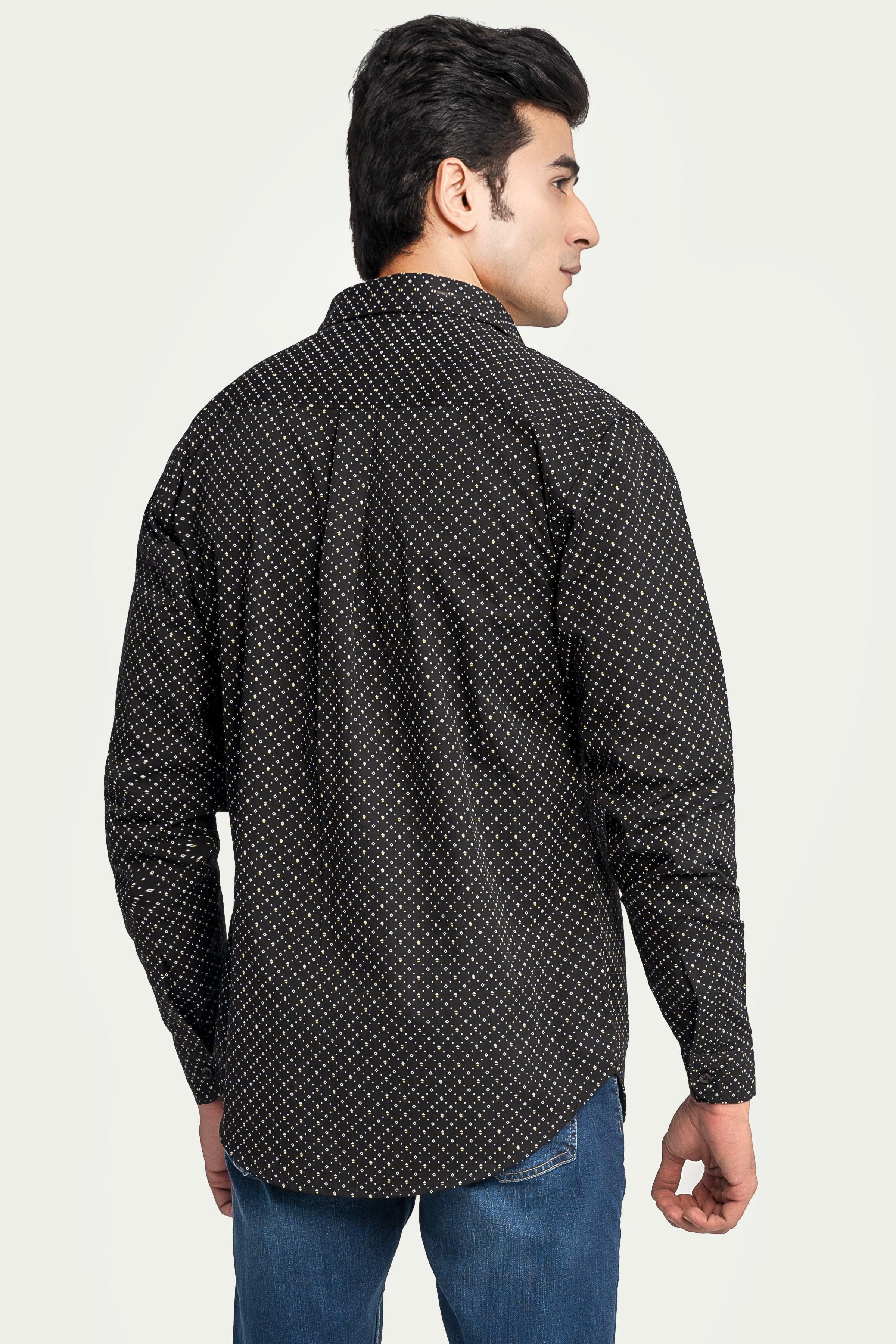 CASUAL SHIRT BLACK PRINTED at Charcoal Clothing