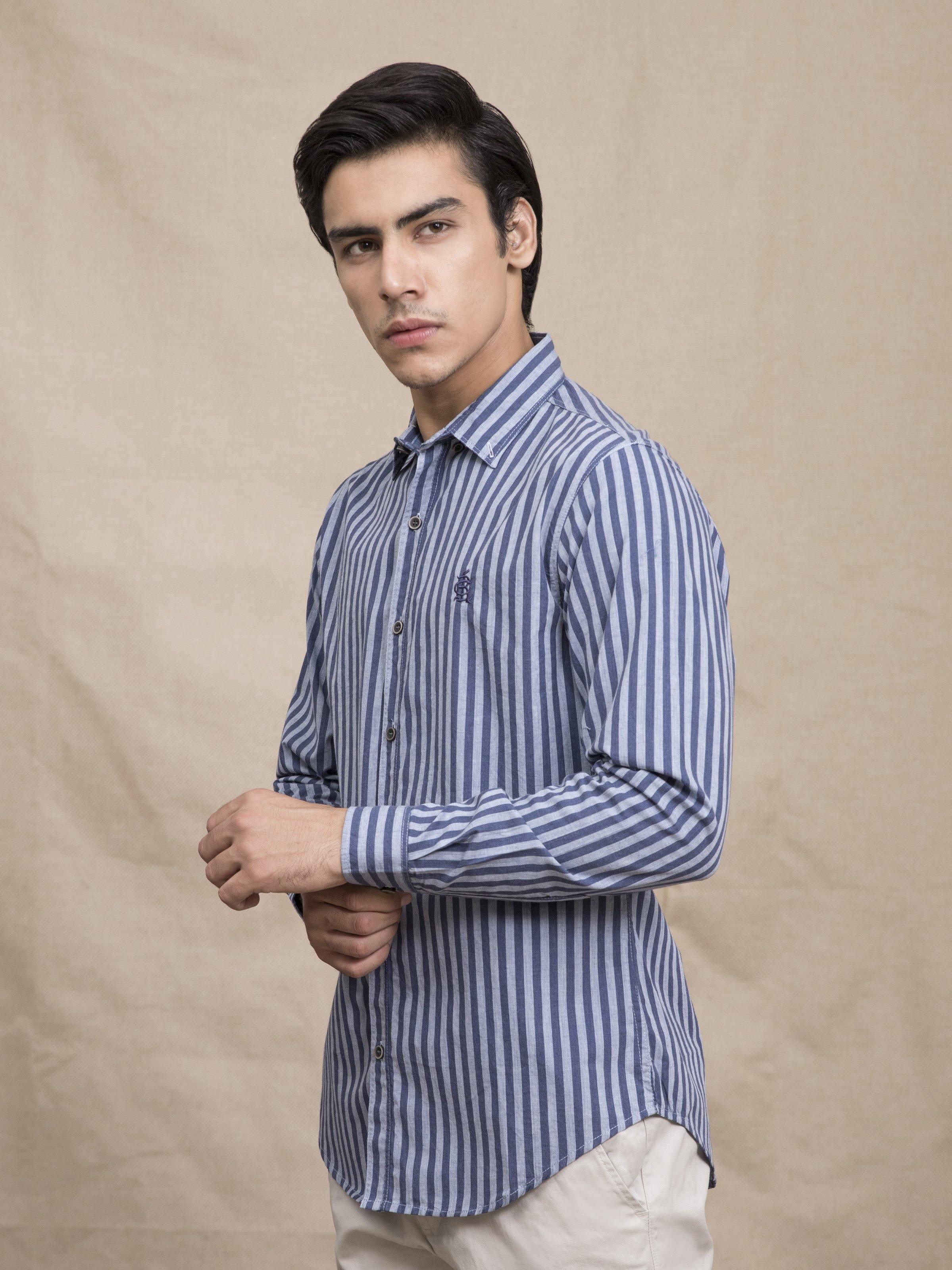 CASUAL SHIRT BLUE LINE at Charcoal Clothing