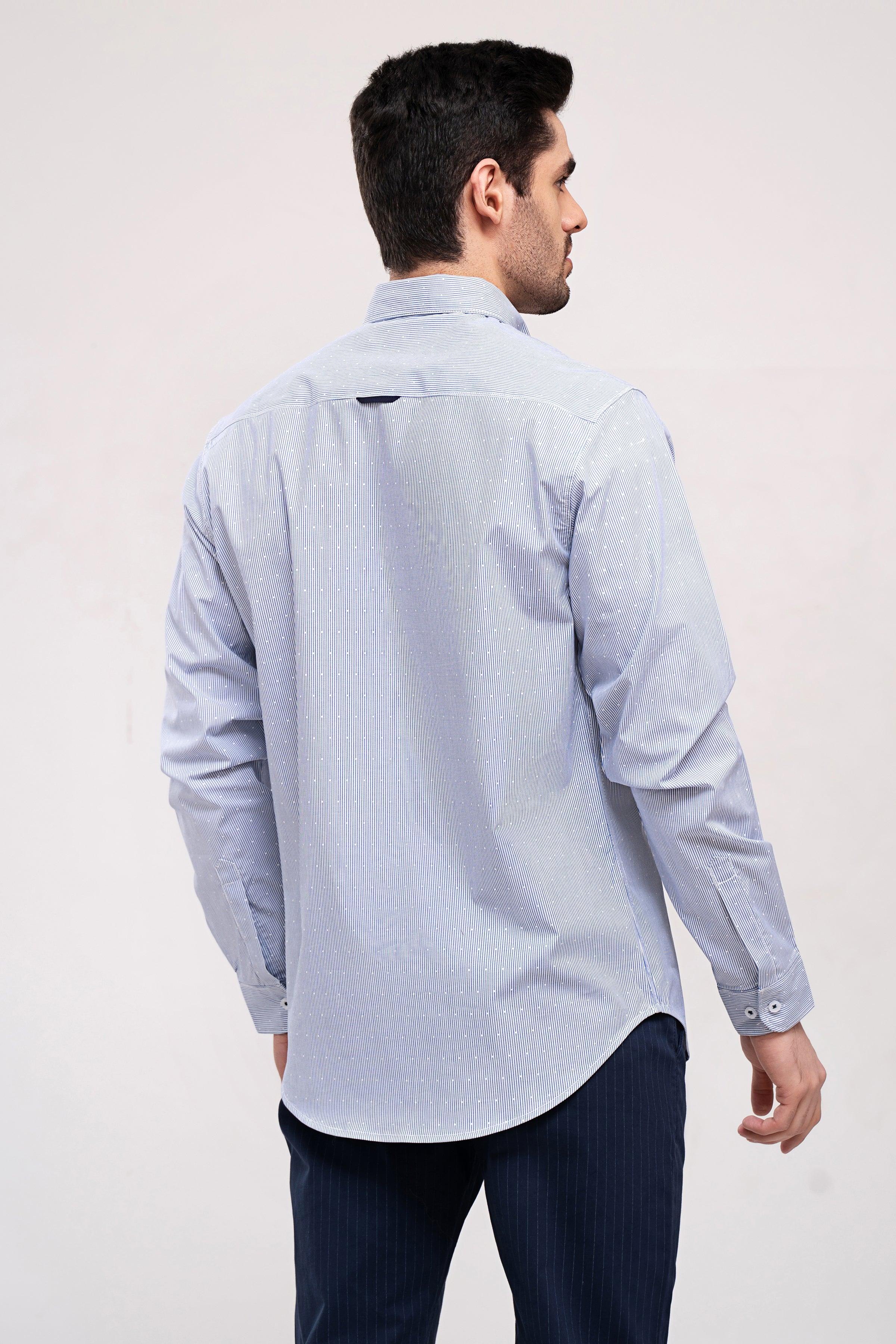 CASUAL SHIRT BLUE WHITE LINE at Charcoal Clothing