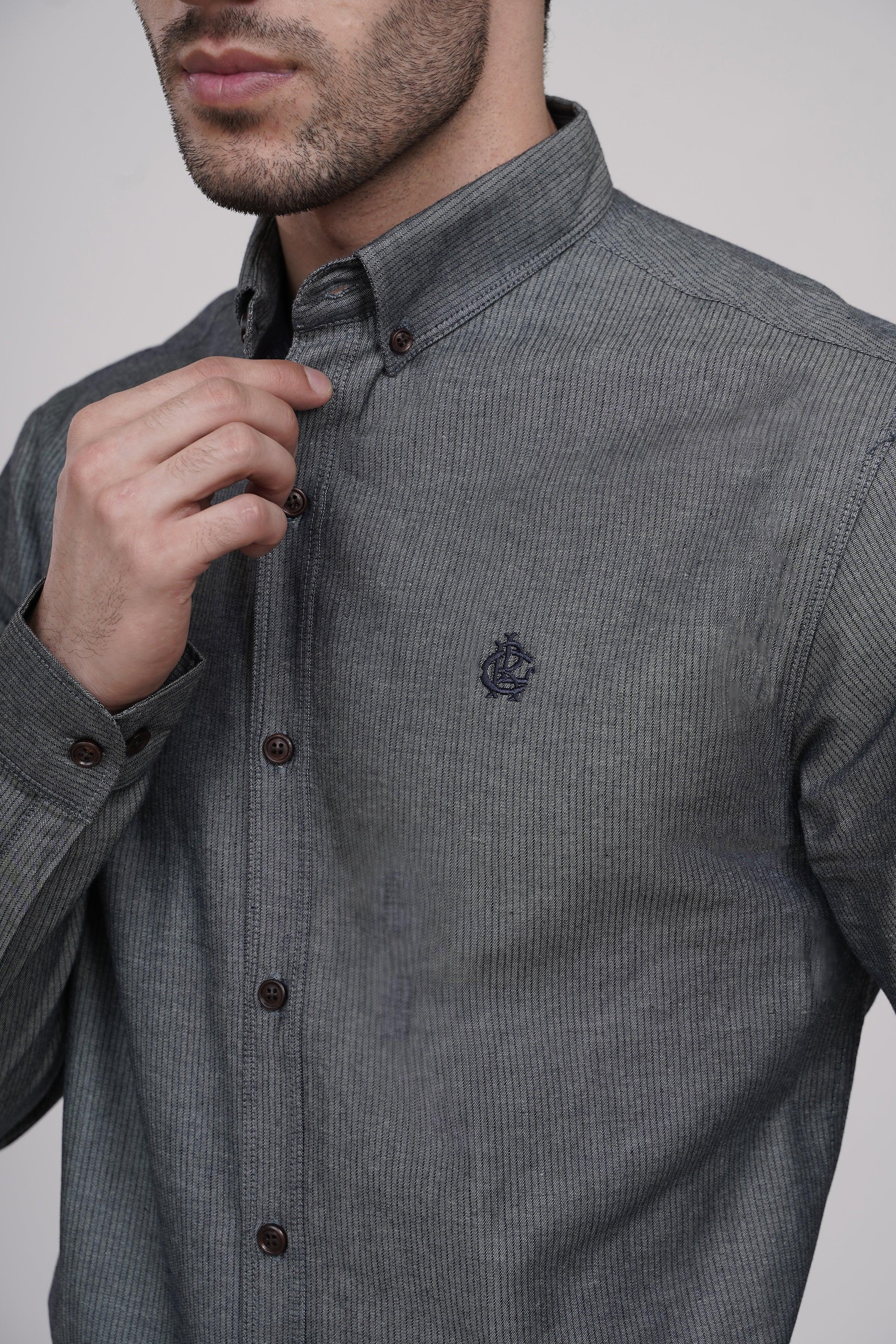 CASUAL SHIRT DENIM GREY at Charcoal Clothing