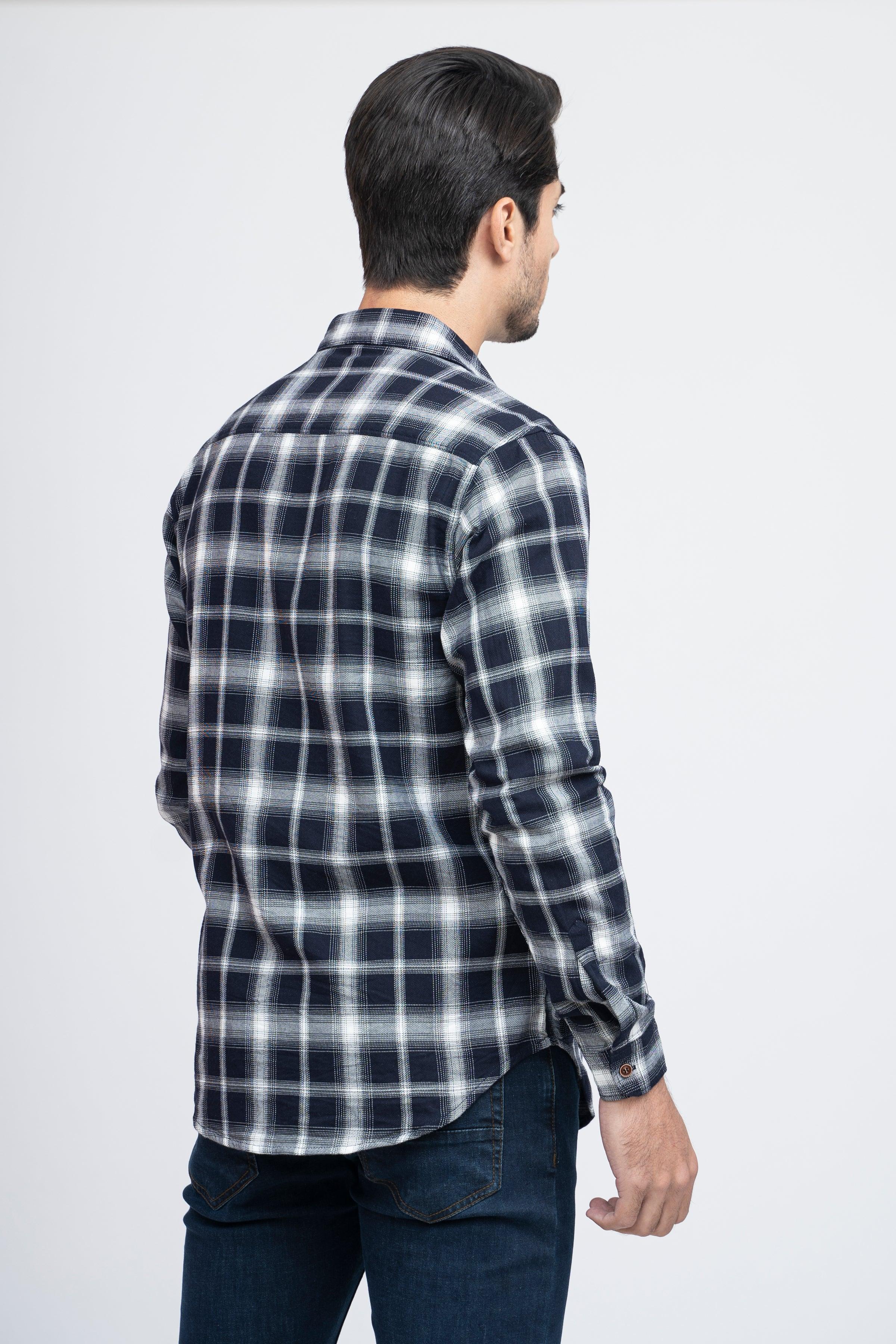 CASUAL SHIRT F/S BLACK CHECK at Charcoal Clothing