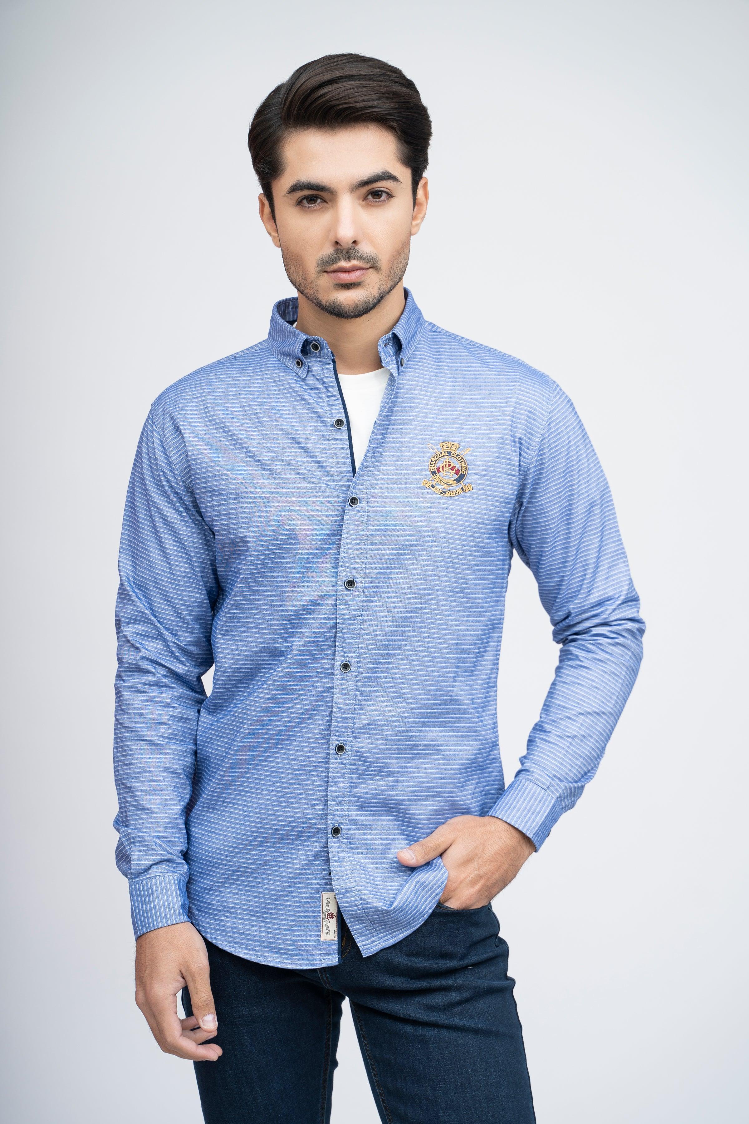 CASUAL SHIRT F/S BLUE at Charcoal Clothing